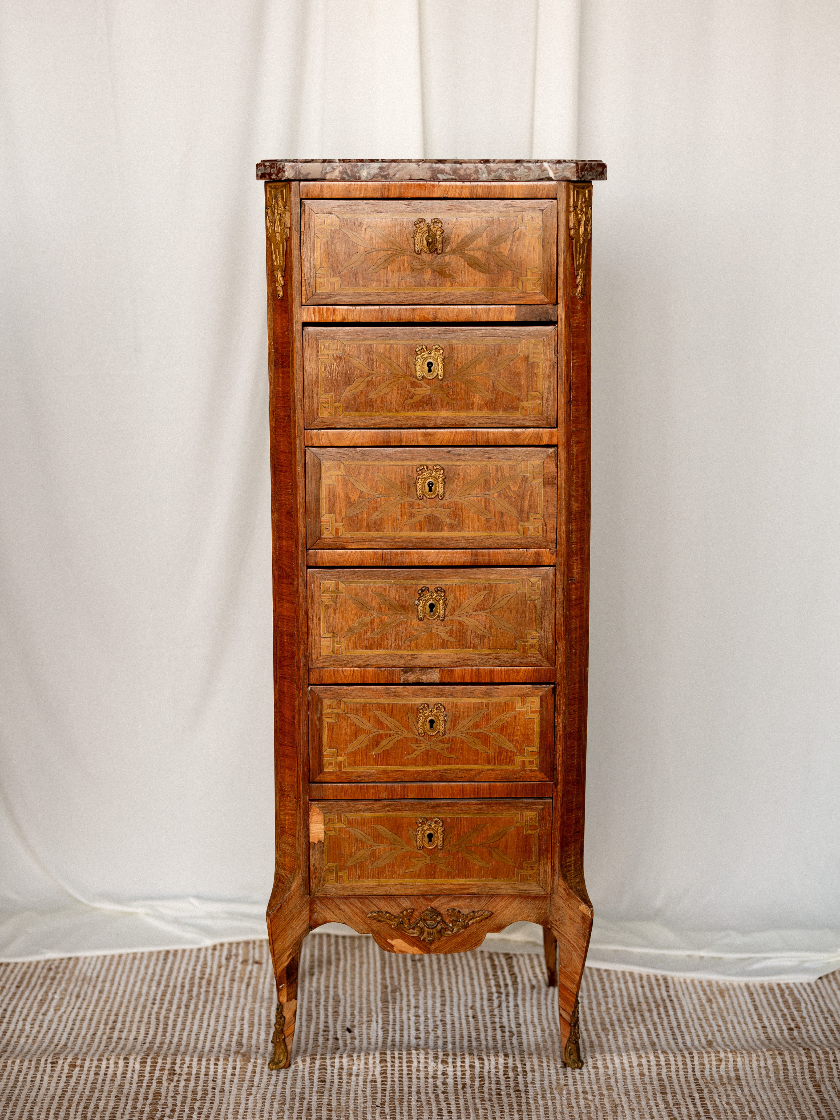 Pair of French Louis XVI 6-drawer Semainier Style Tall Chests