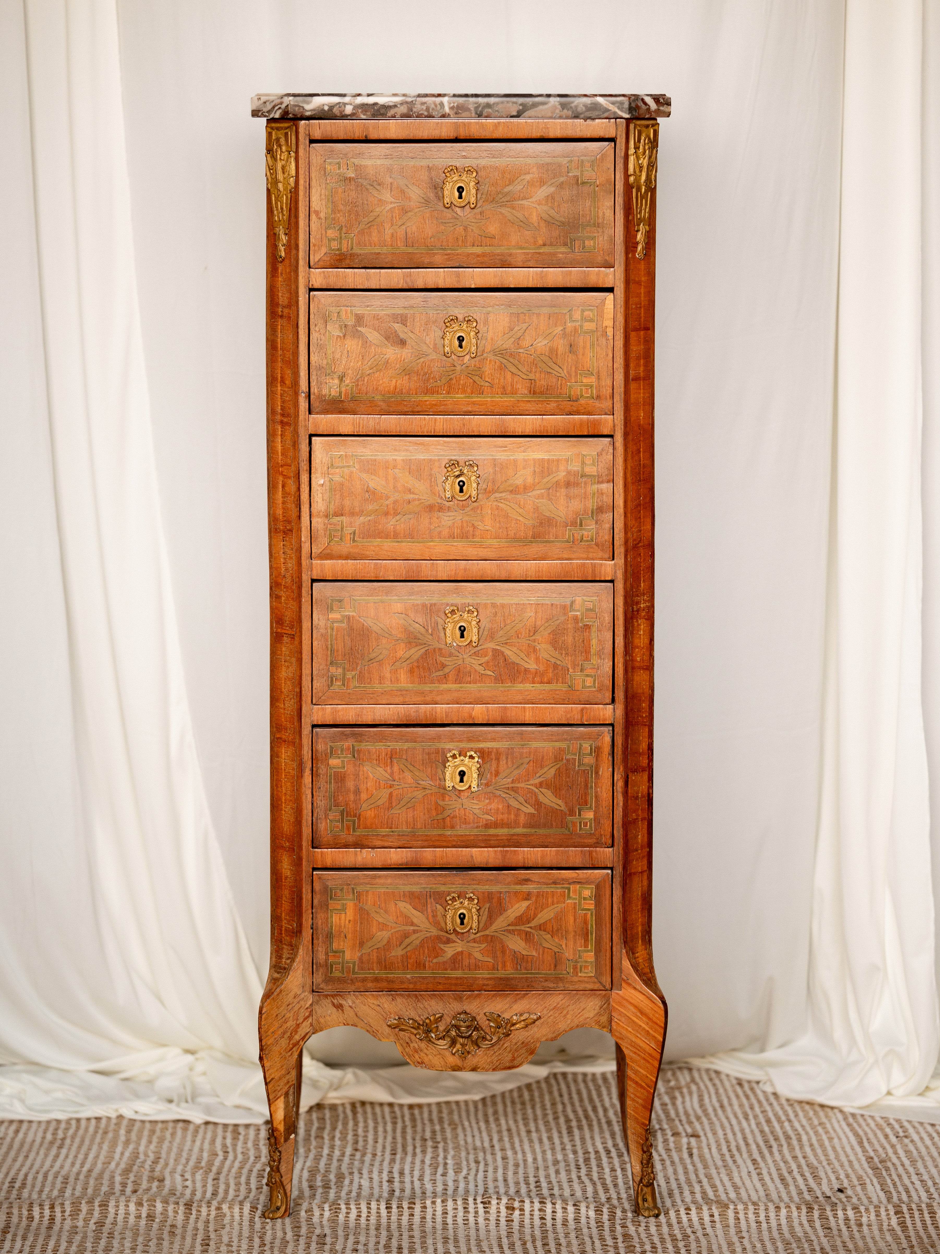 Pair of French Louis XVI 6-drawer Semainier Style Tall Chests