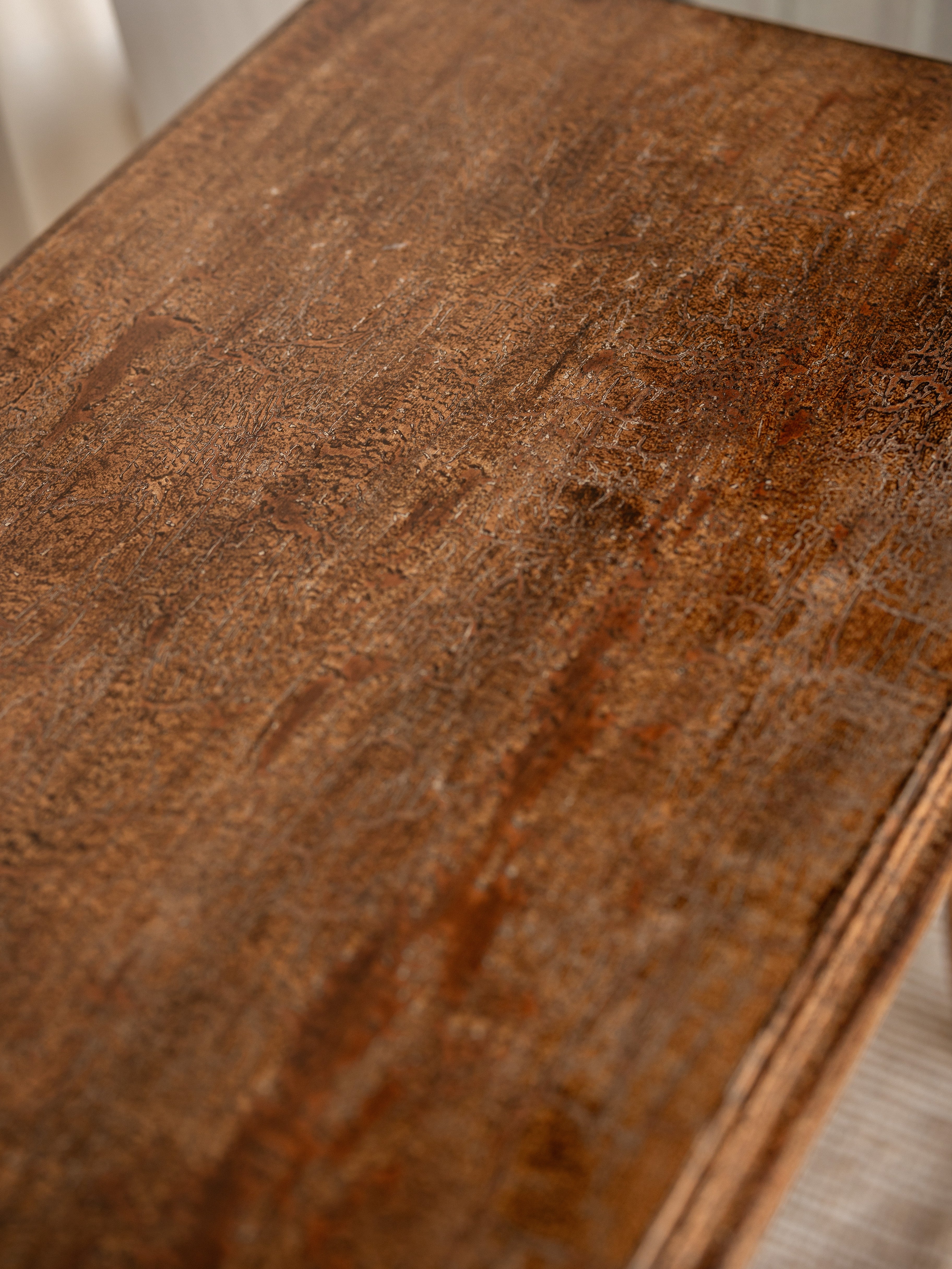 Vintage Carved Wood Console Table with Draped Swags