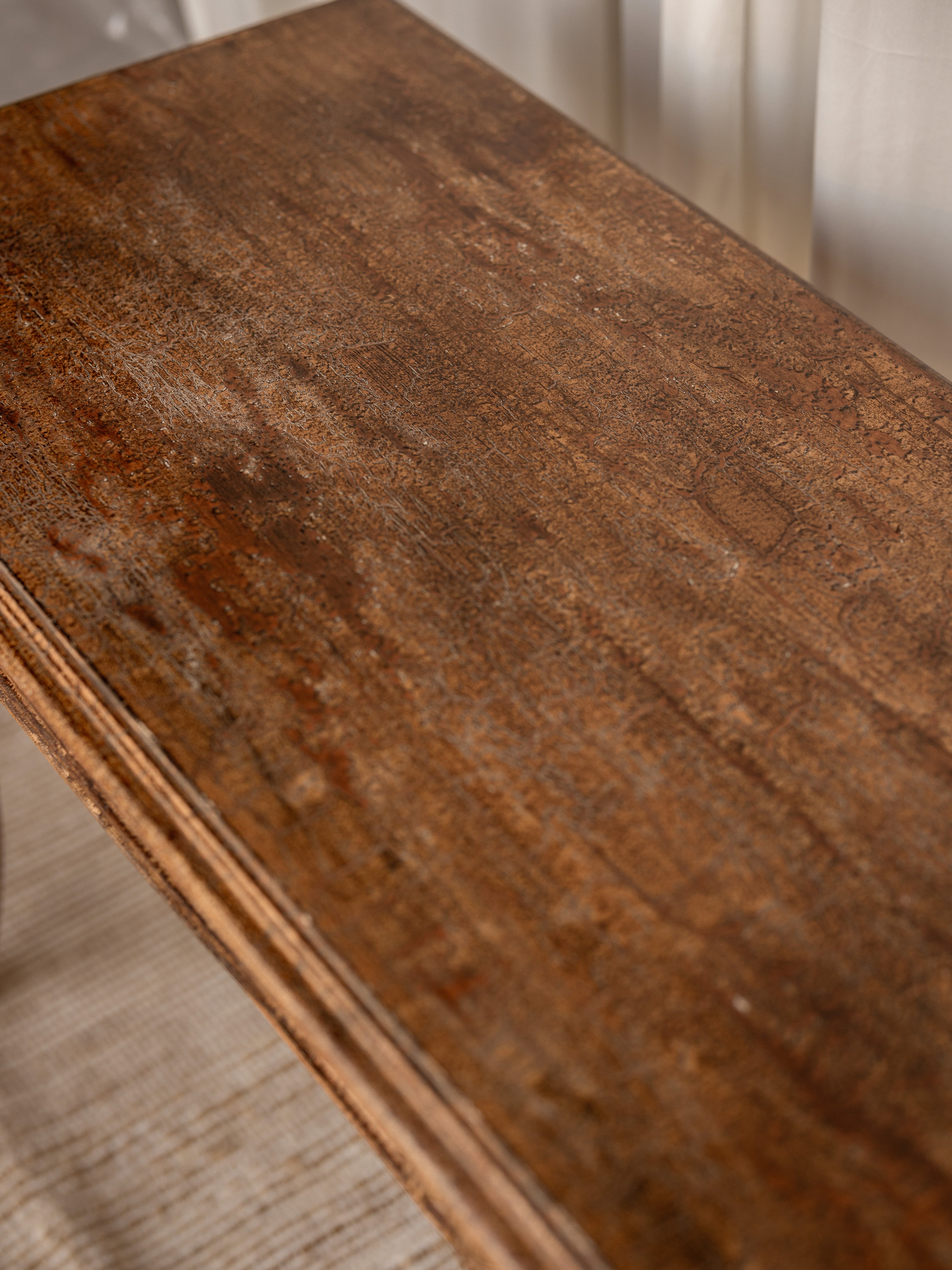 Vintage Carved Wood Console Table with Draped Swags