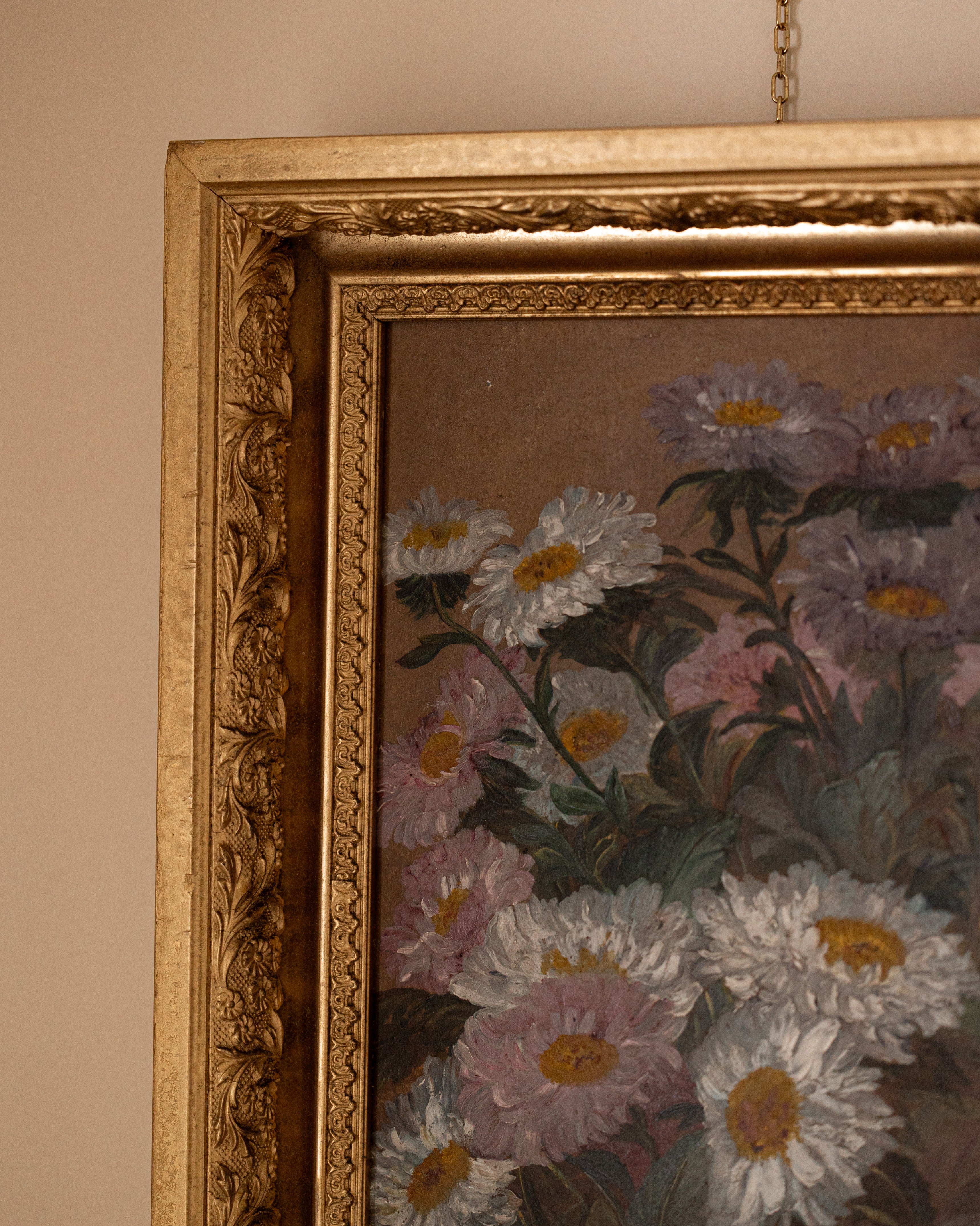 19th Century Asters Still Life Floral Painting