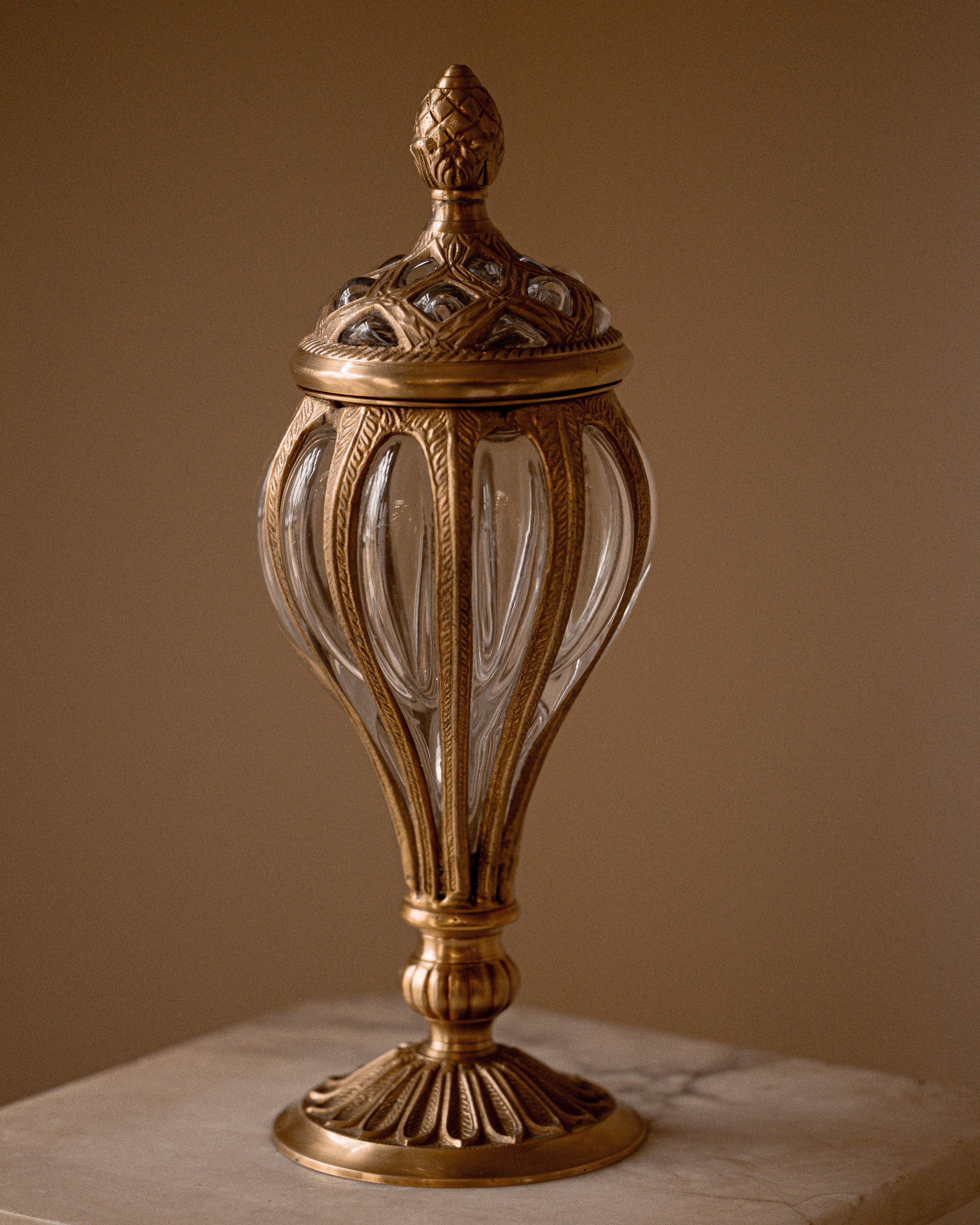 Tall Pedestal Bubble Glass Jar