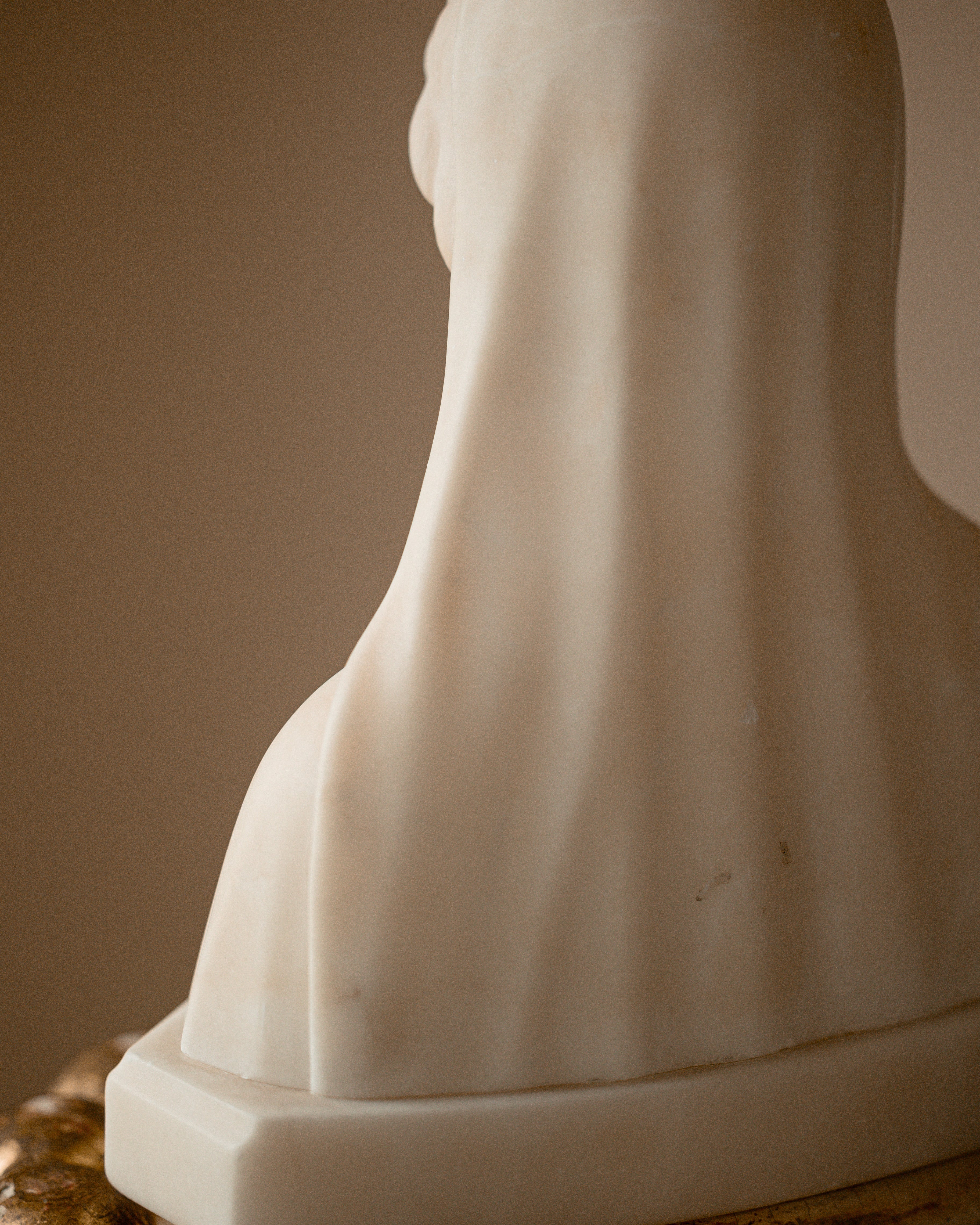 Antique Marble Madonna Bust Sculpture