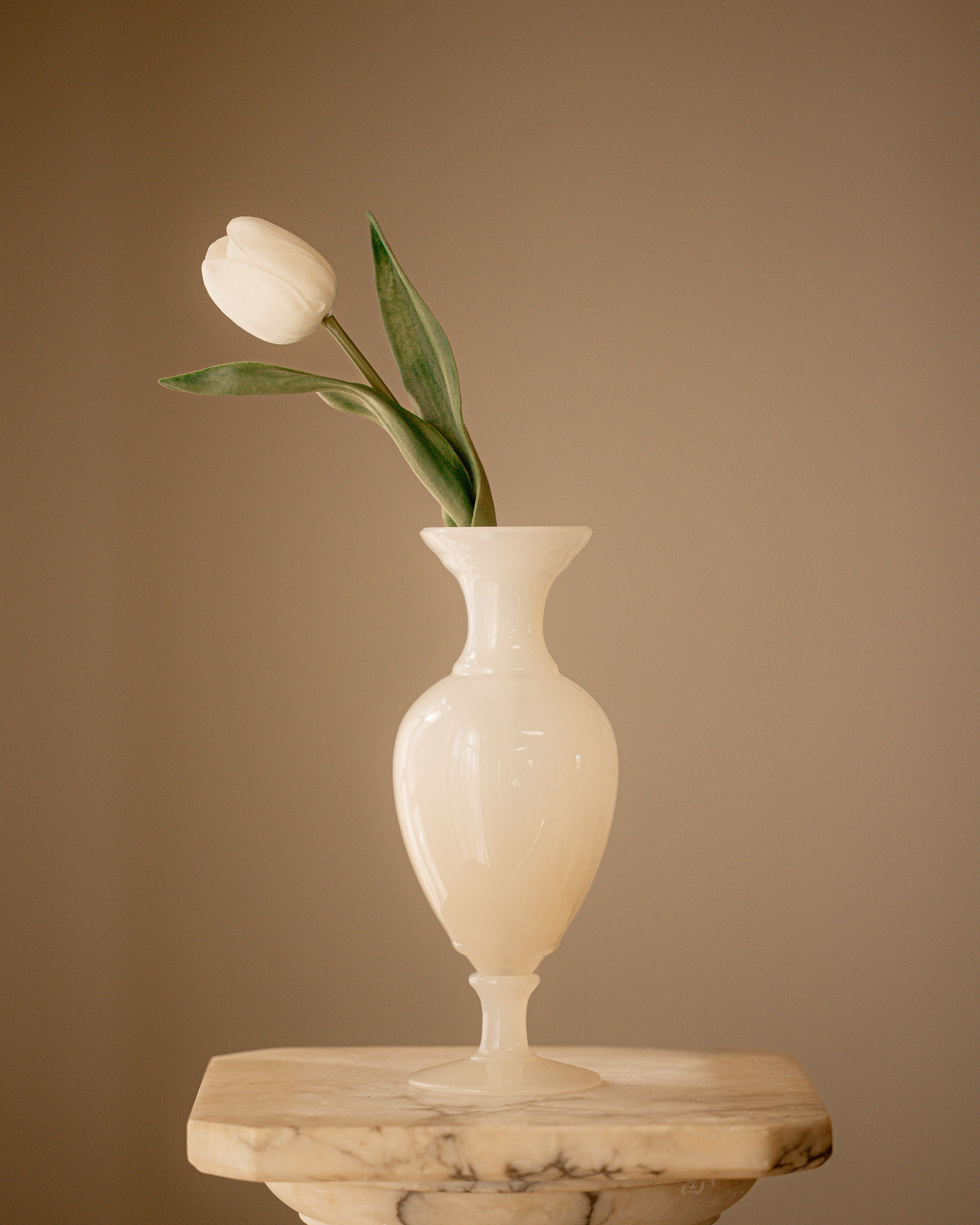 White Italian Opaline Single Stem Vase