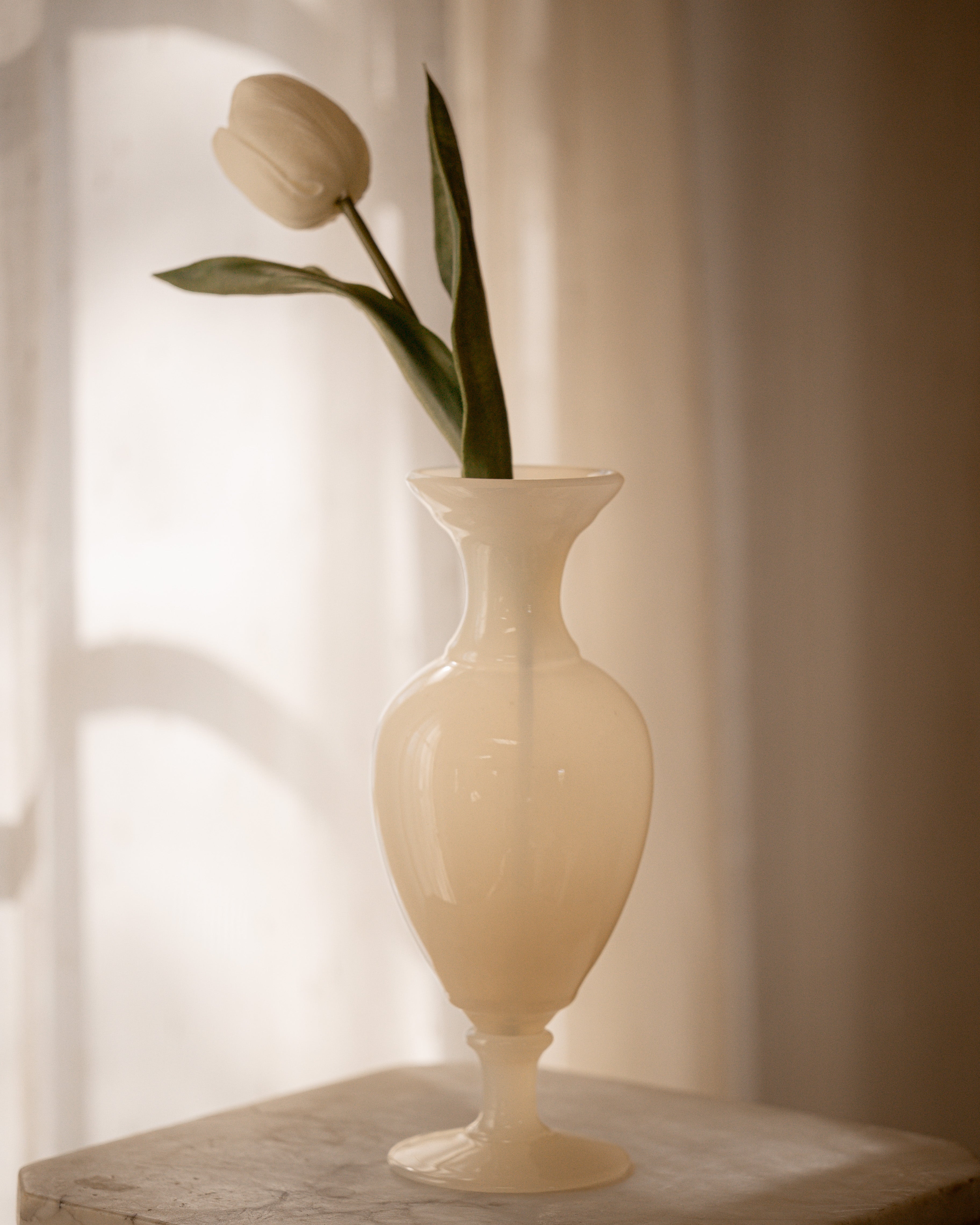 White Italian Opaline Single Stem Vase
