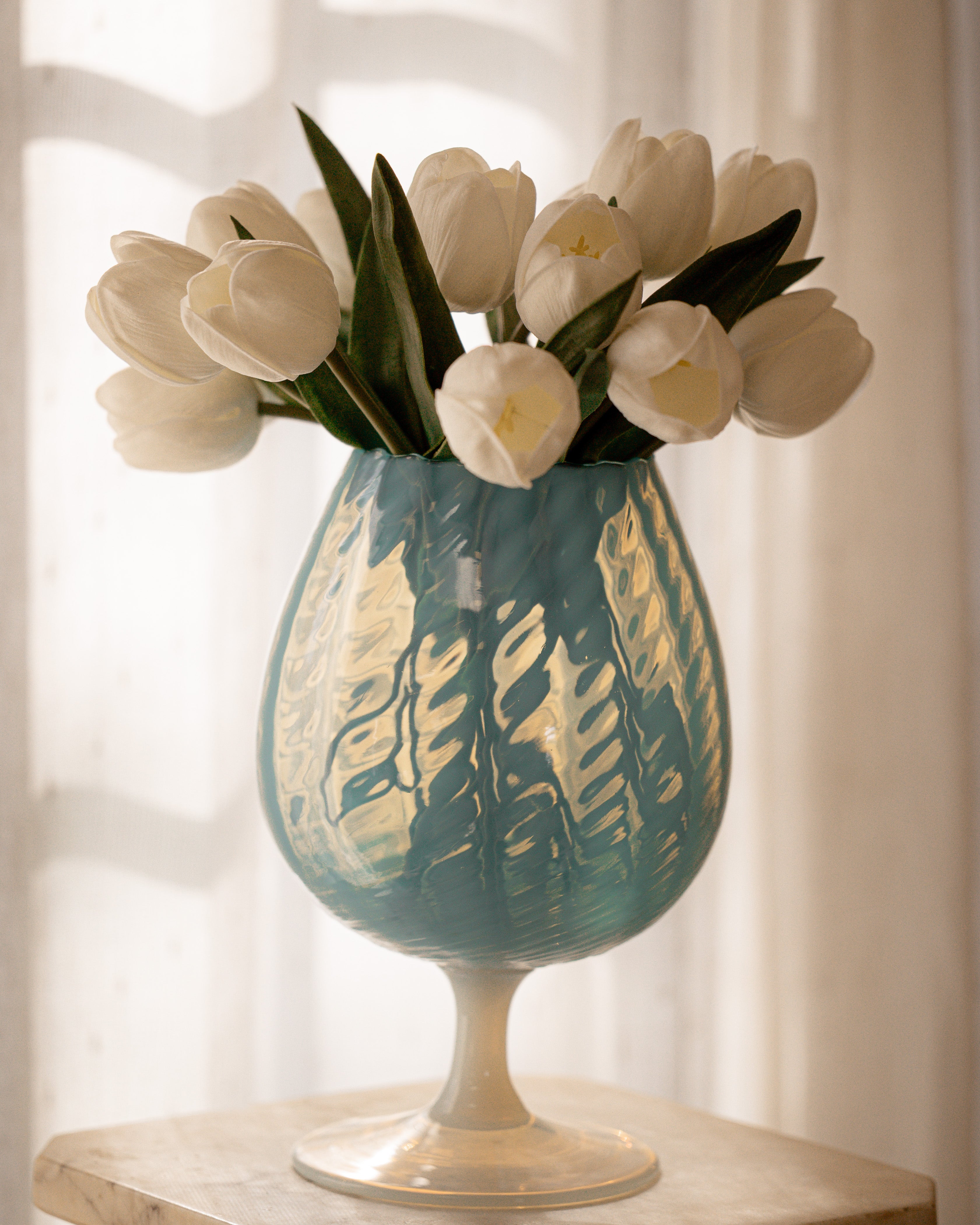Extra Large Blue Empoli Italian Goblet Vase
