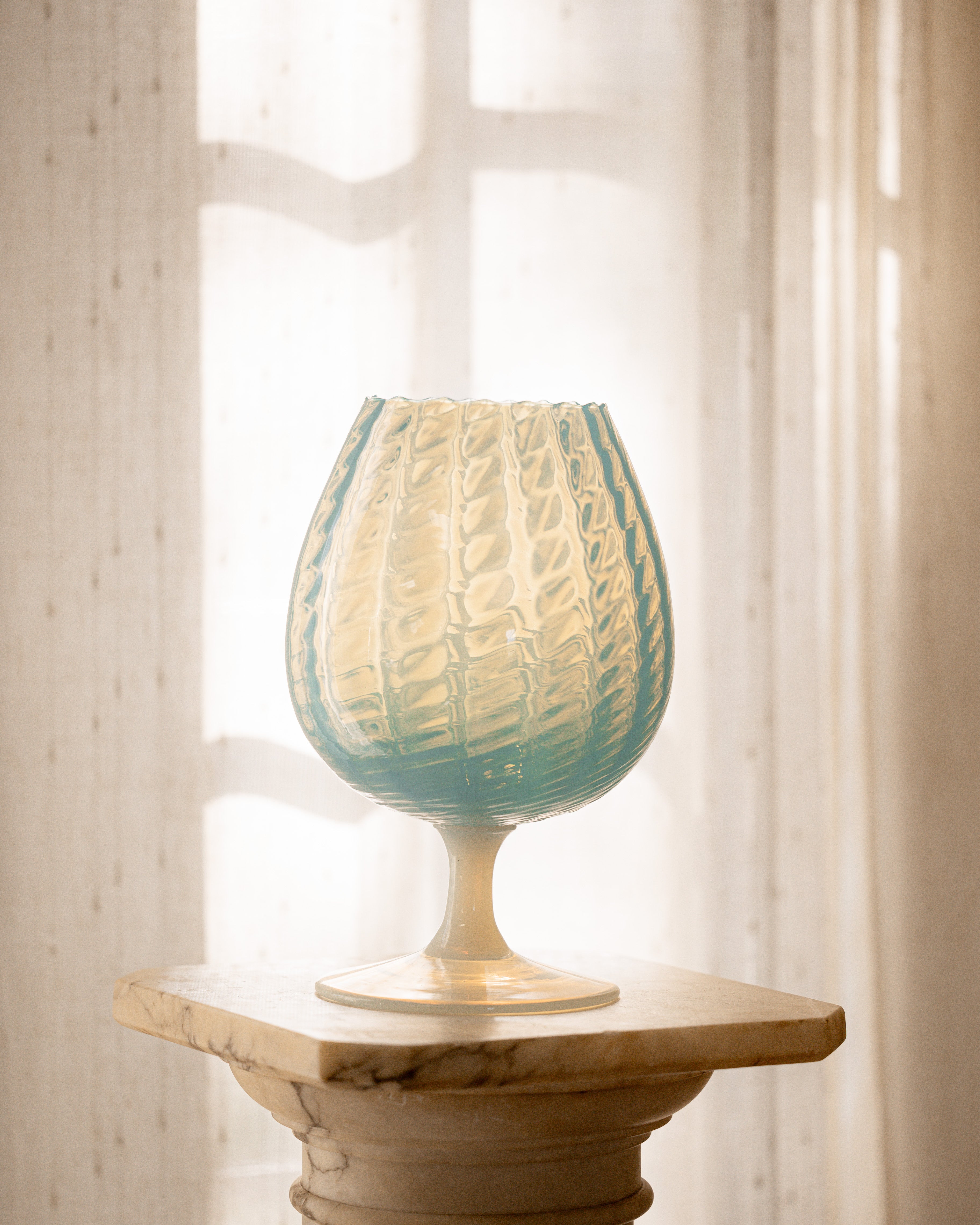 Extra Large Blue Empoli Italian Goblet Vase