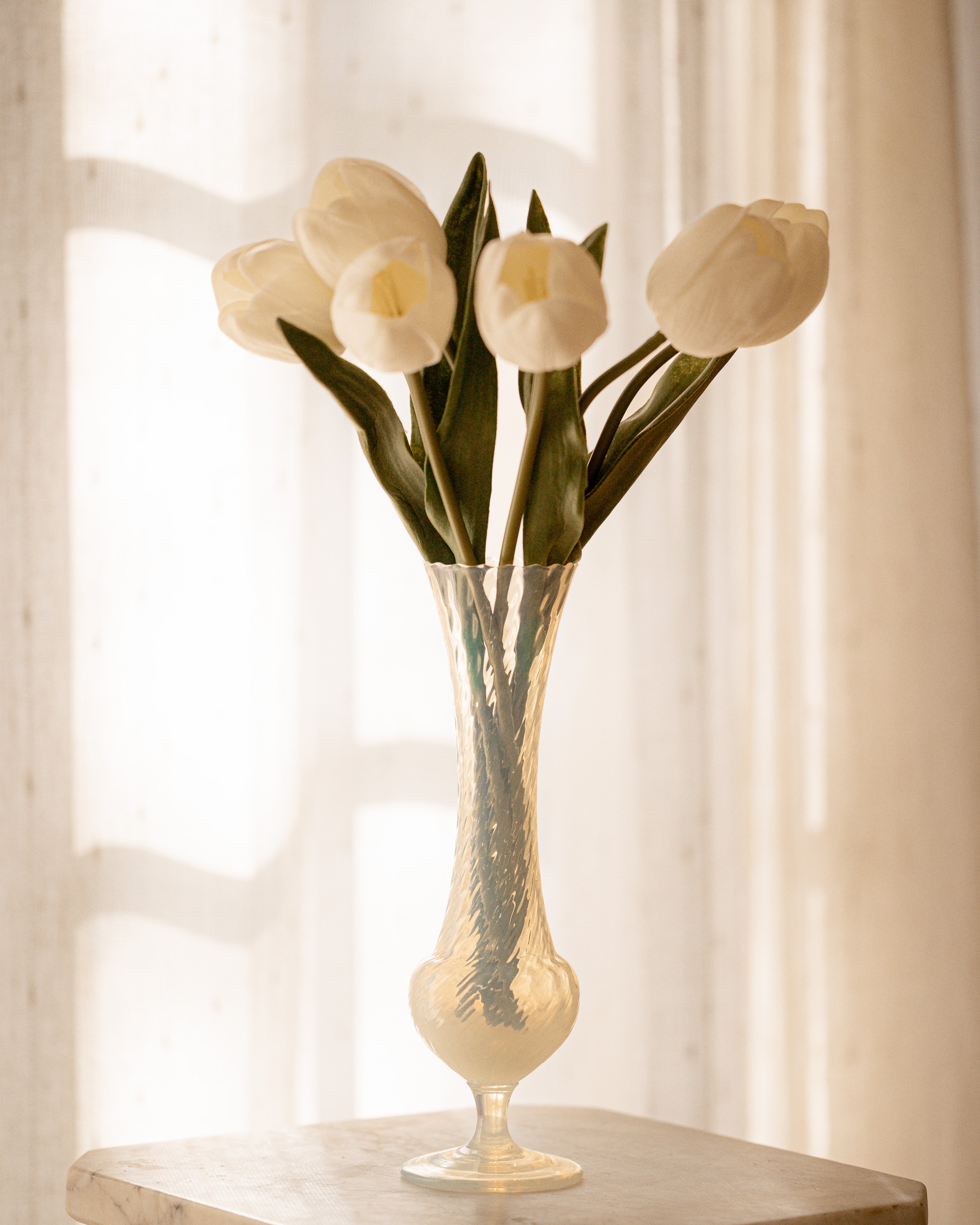 White Iridescent Empoli Italian Vase
