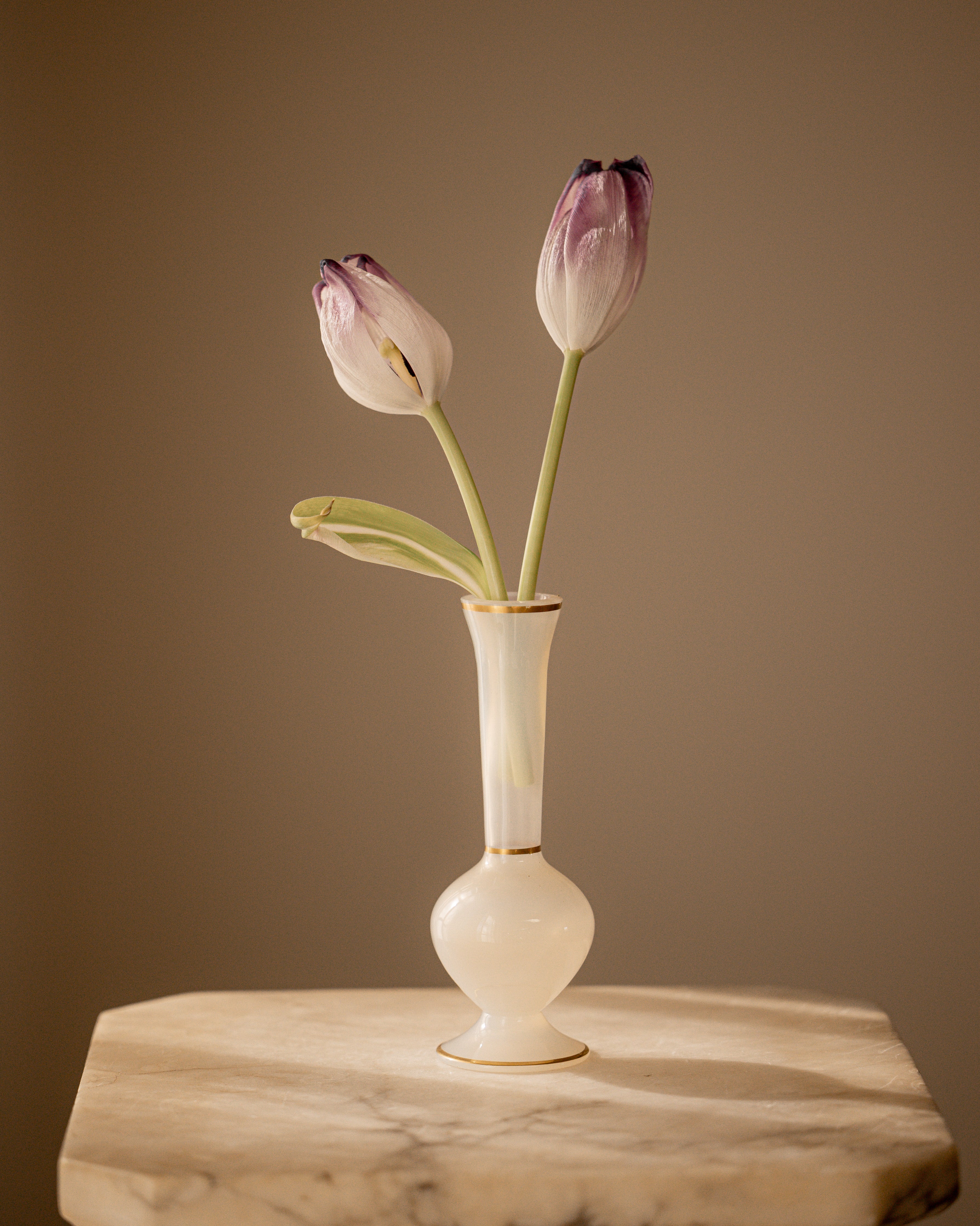 White Italian Mini Opaline Bud Vase
