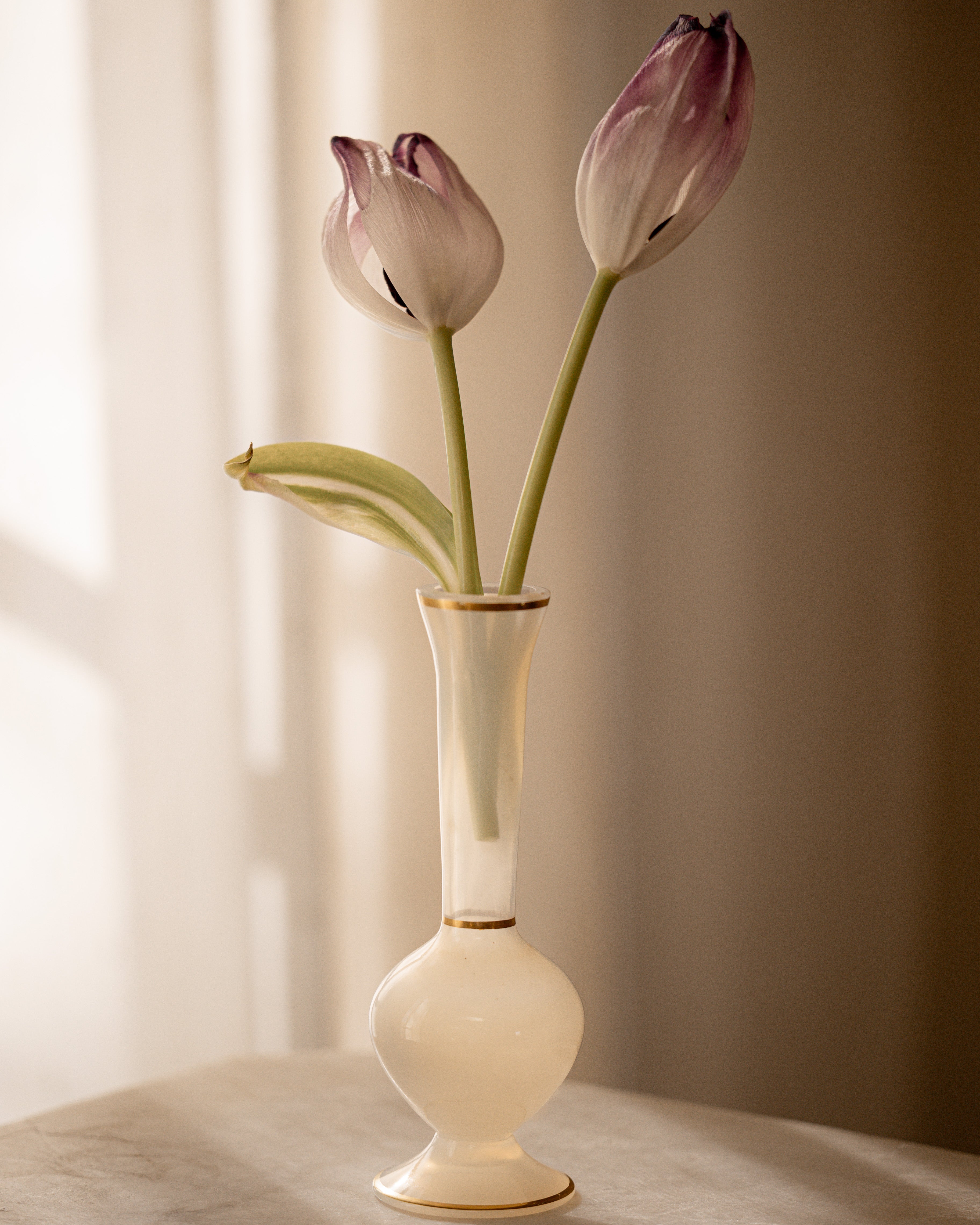 White Italian Mini Opaline Bud Vase