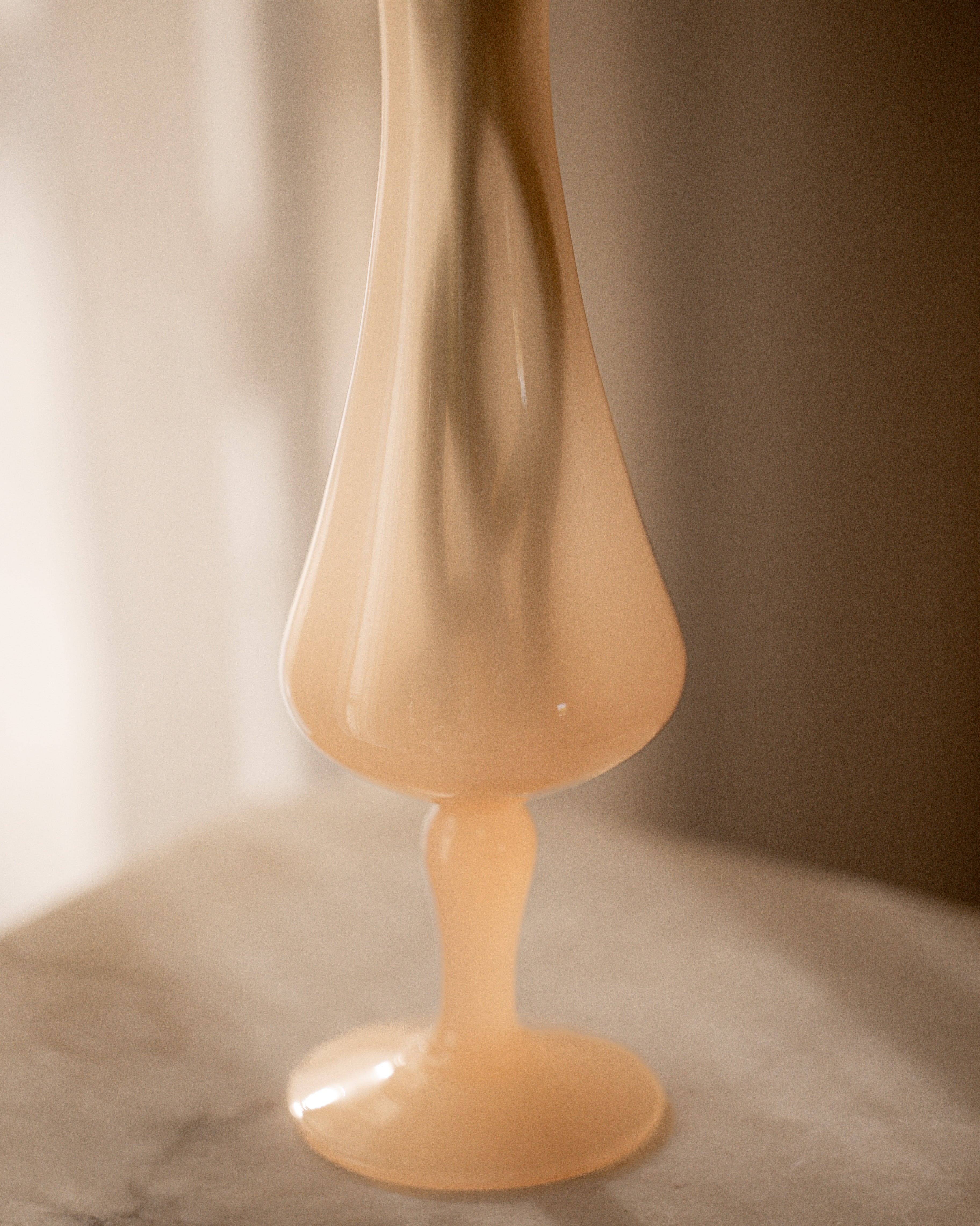 Blush Pink Italian Opaline Ruffle Vase 1.2