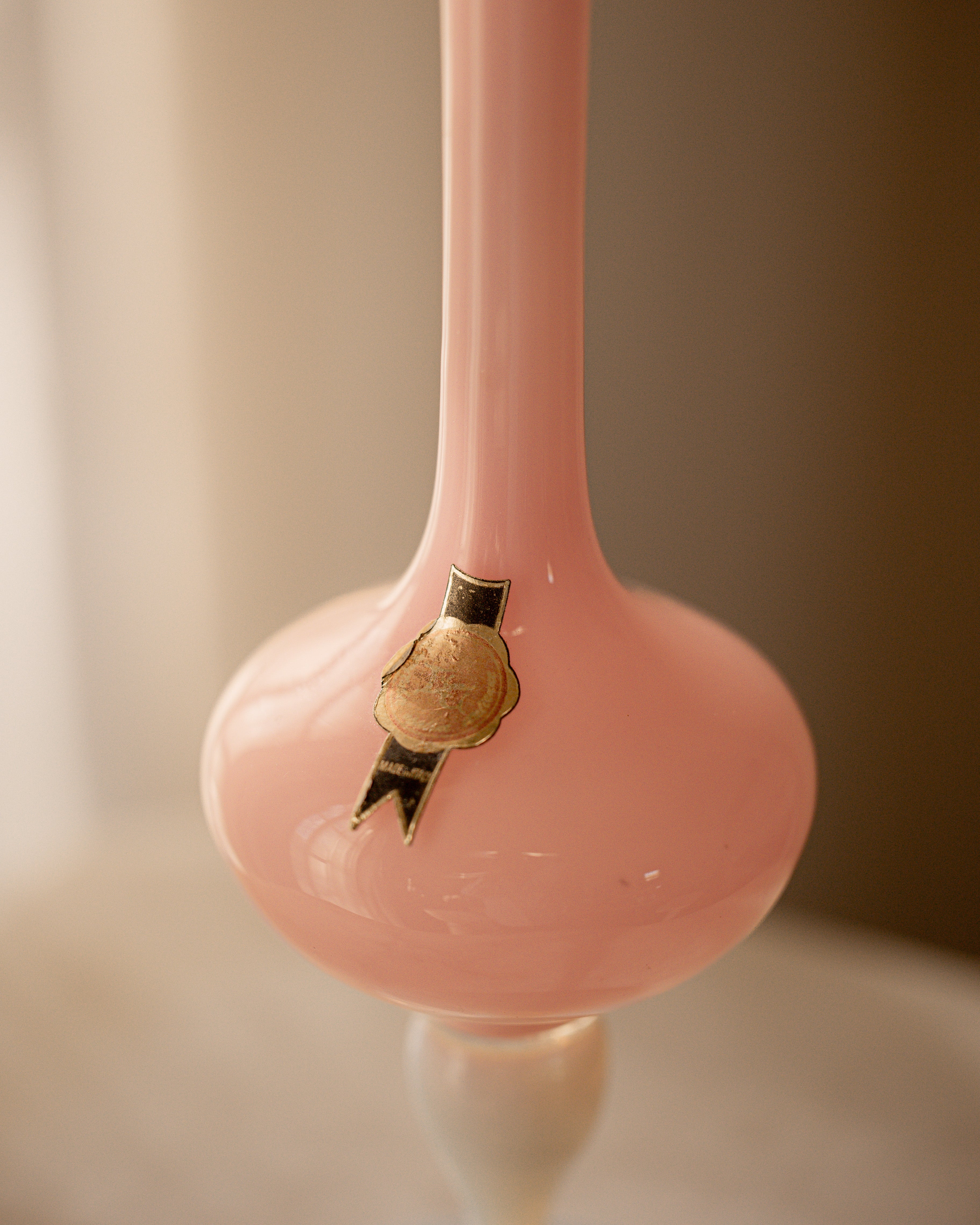 Bubblegum Pink Tubular Italian Opaline Vase