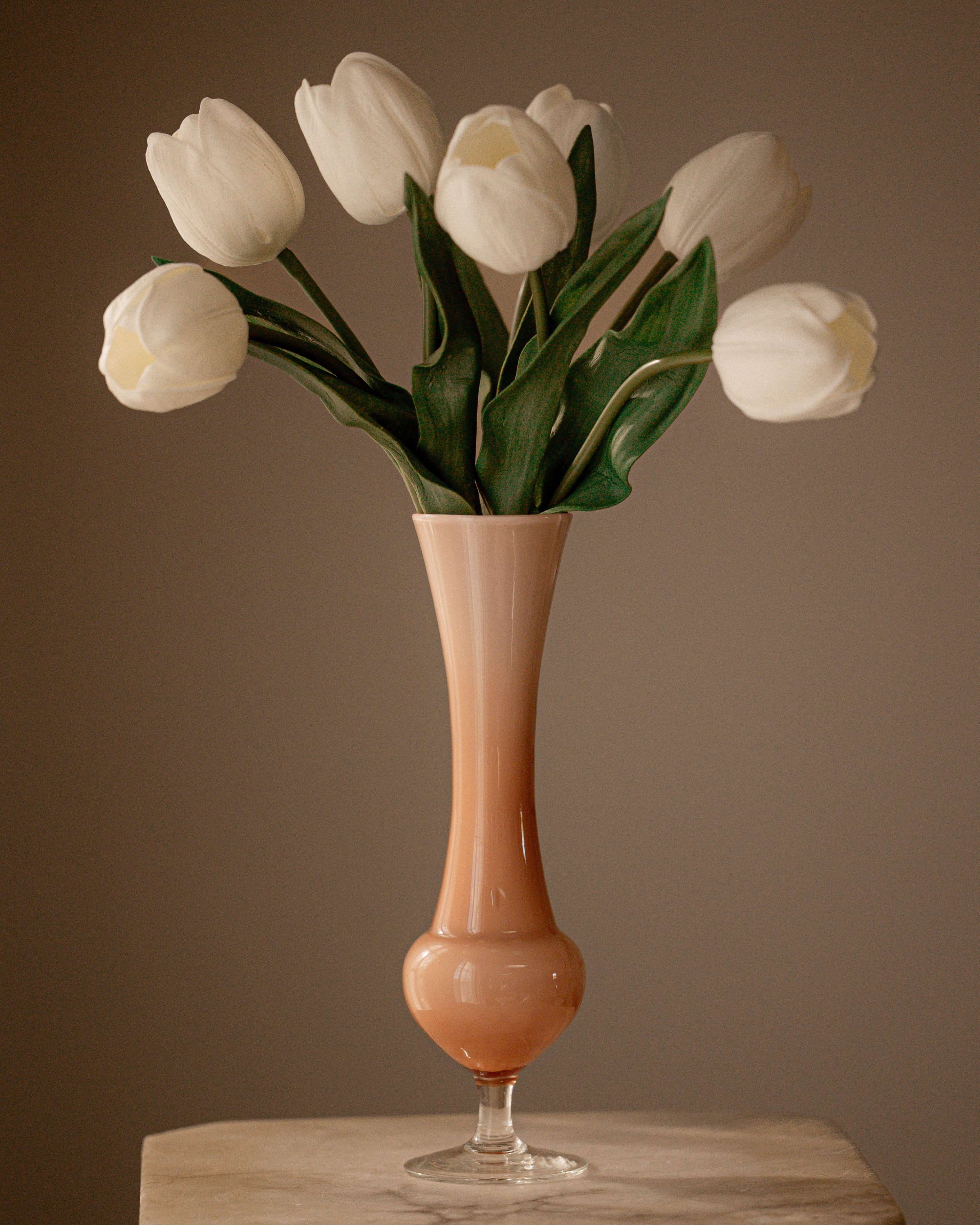 Peachy Pink Ombrè Italian Cased Opaline Vase