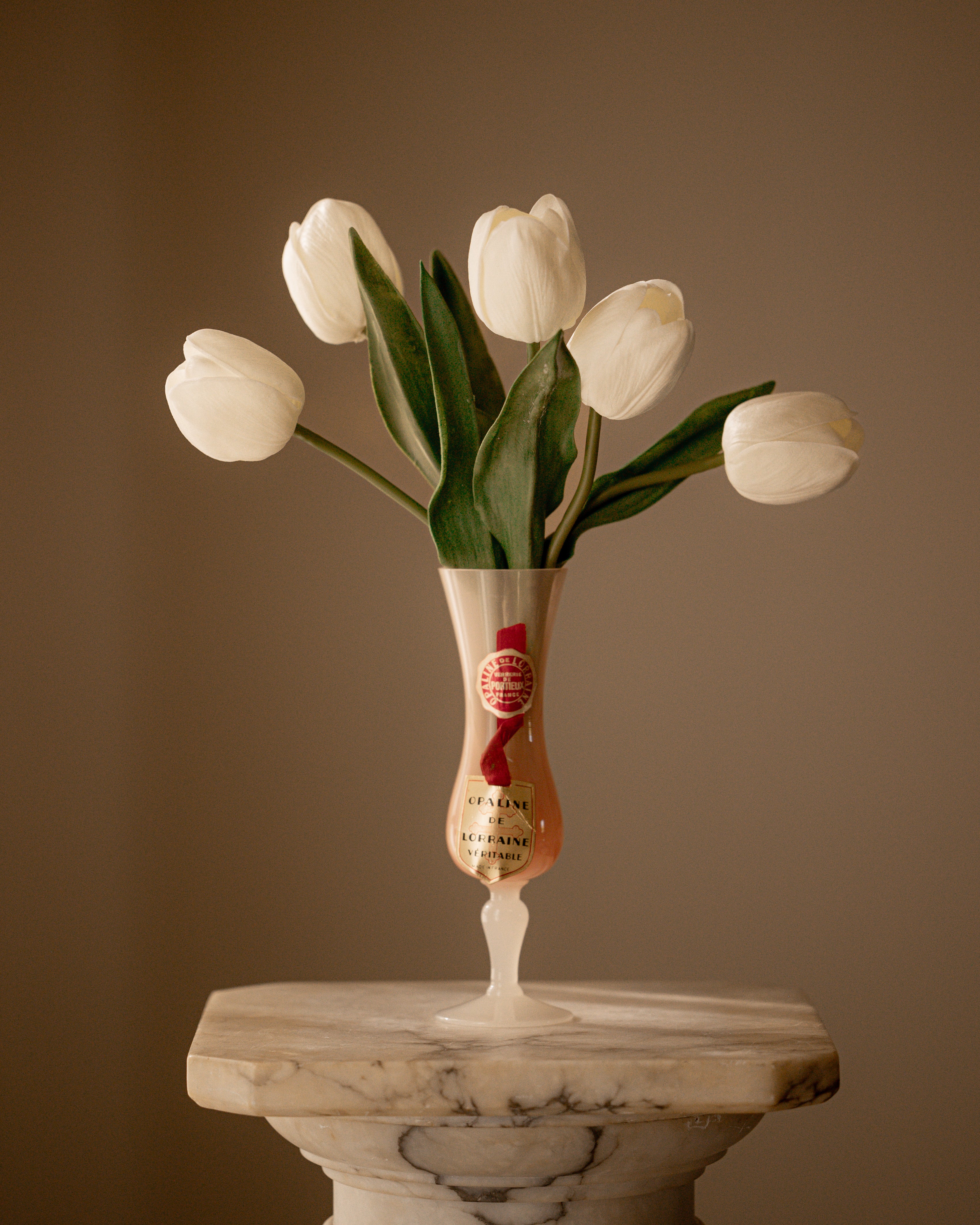 Pink & White Italian Opaline Vase
