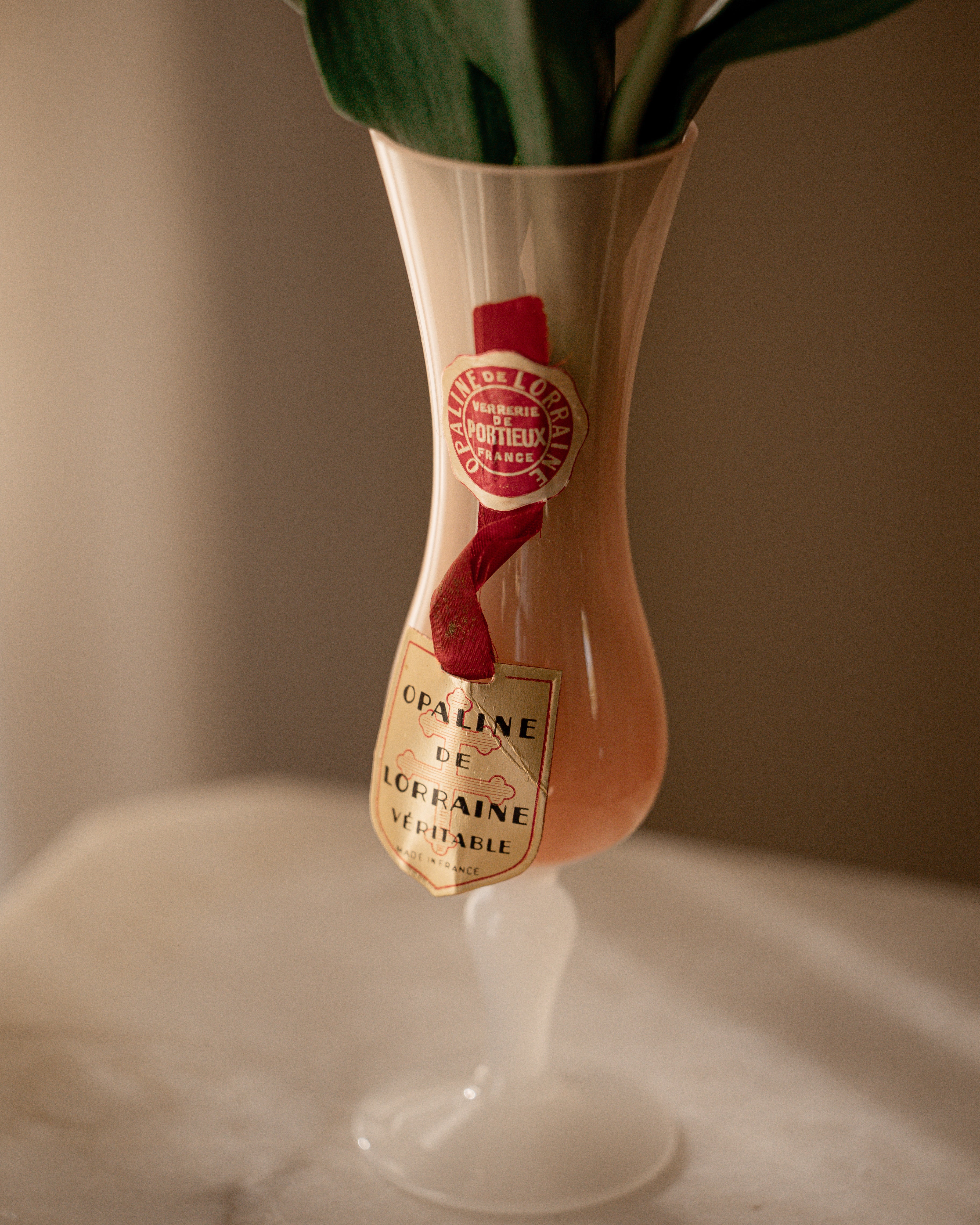 Pink & White Italian Opaline Vase