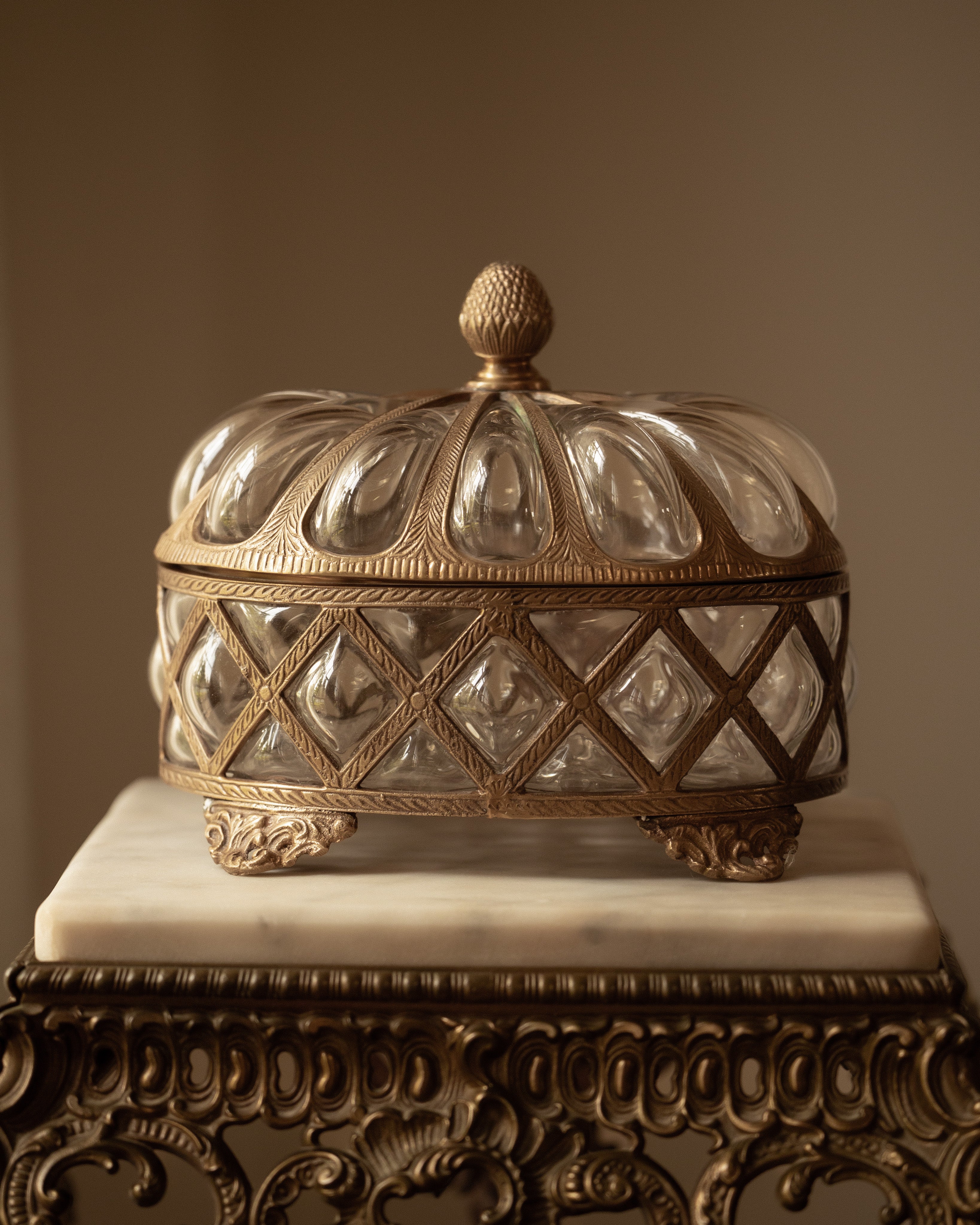 Oval Lidded Bubble Glass Jar