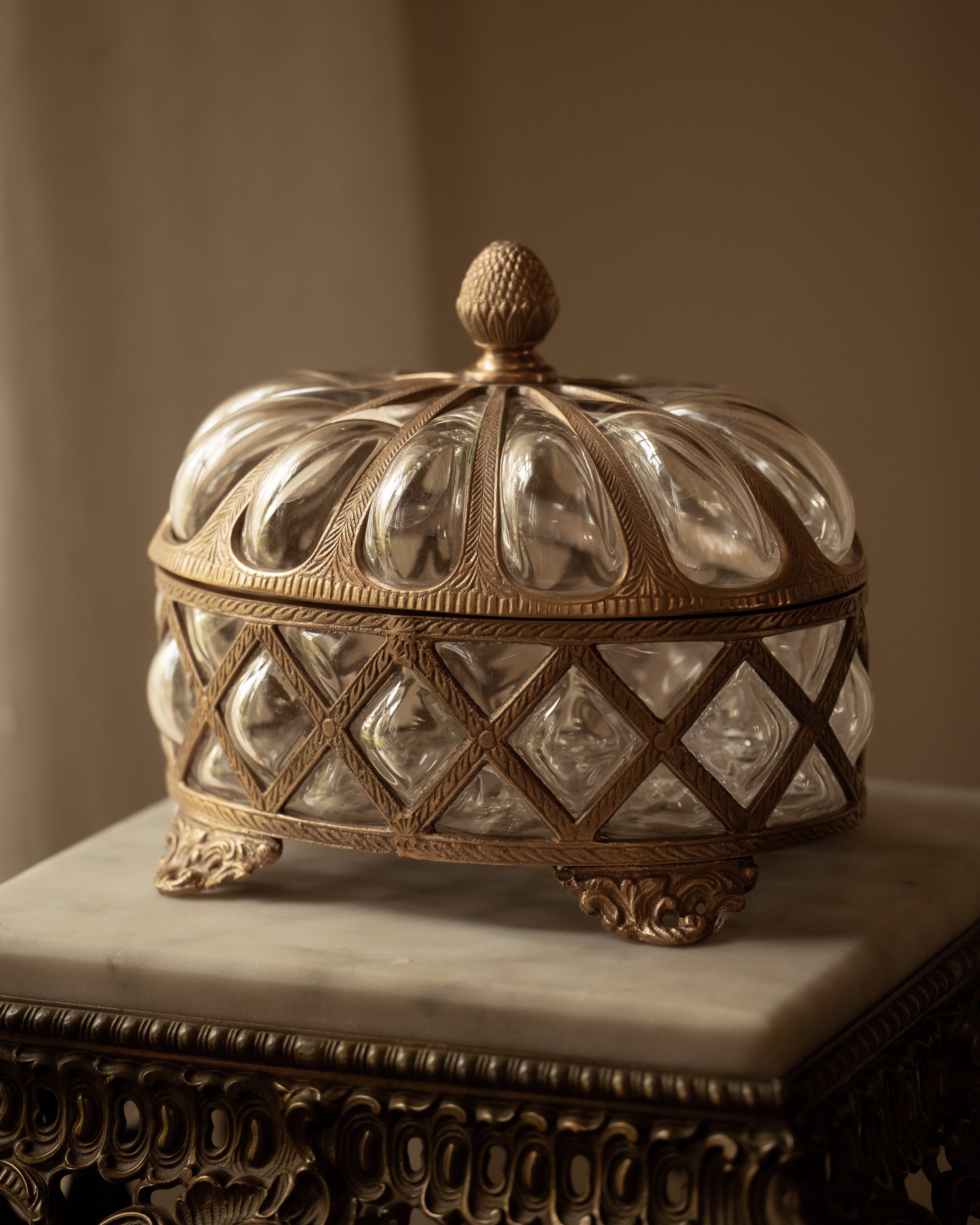 Oval Lidded Bubble Glass Jar