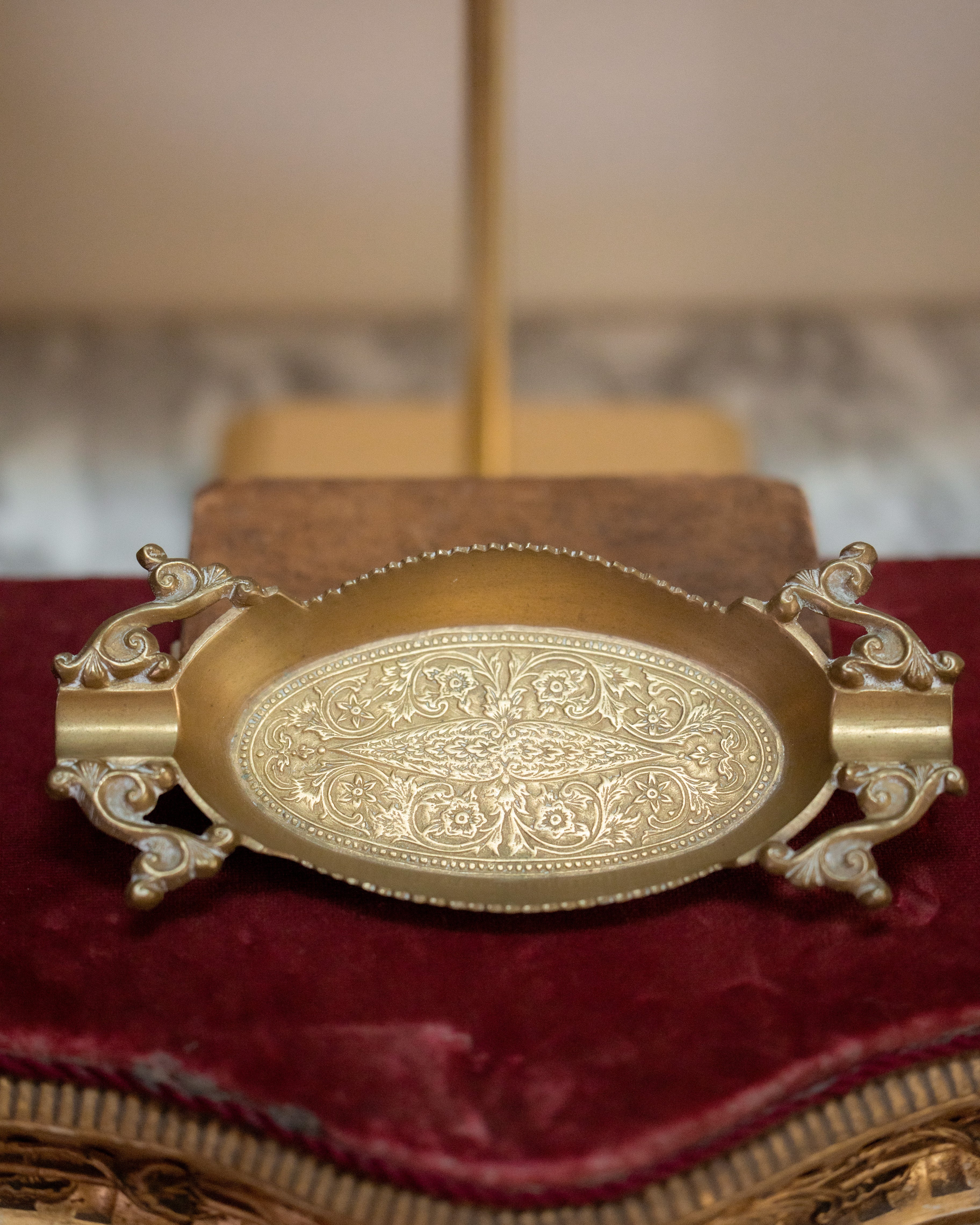Ornate Brass Etched Trinket Dish