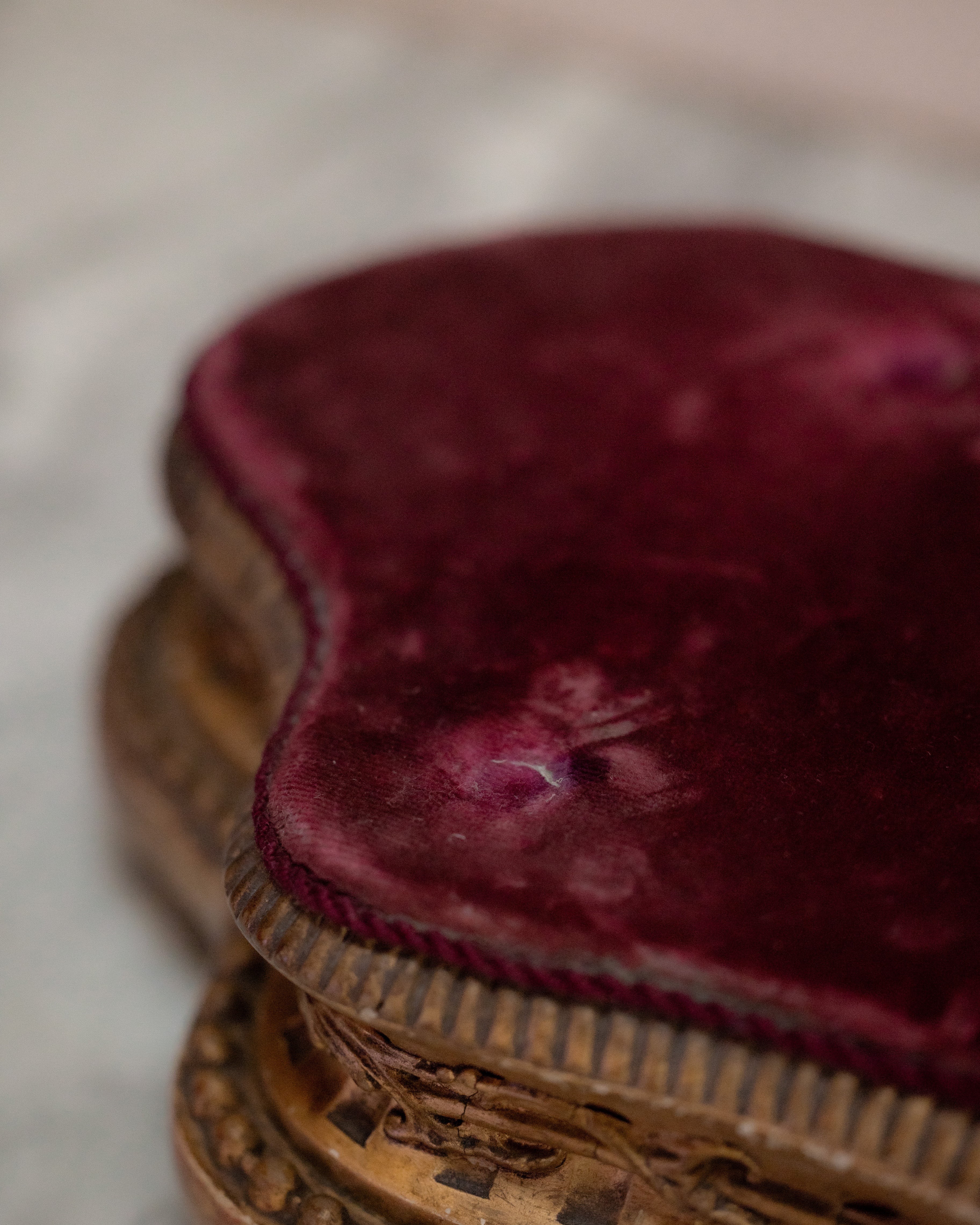 19th C. Ornate Gilt Wood Velvet Lined Plateau