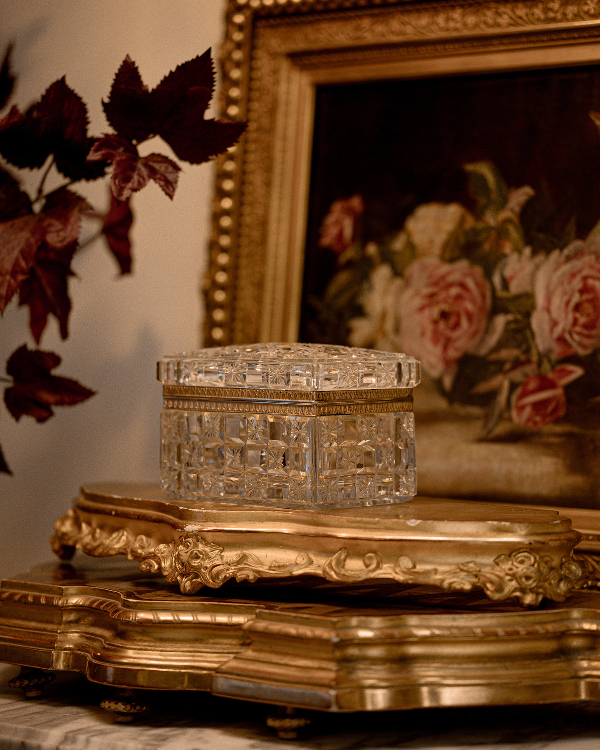 French Baccarat Stamped Cut Crystal Casket