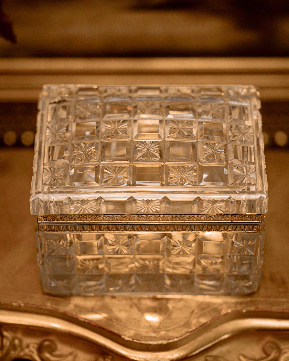 French Baccarat Stamped Cut Crystal Casket