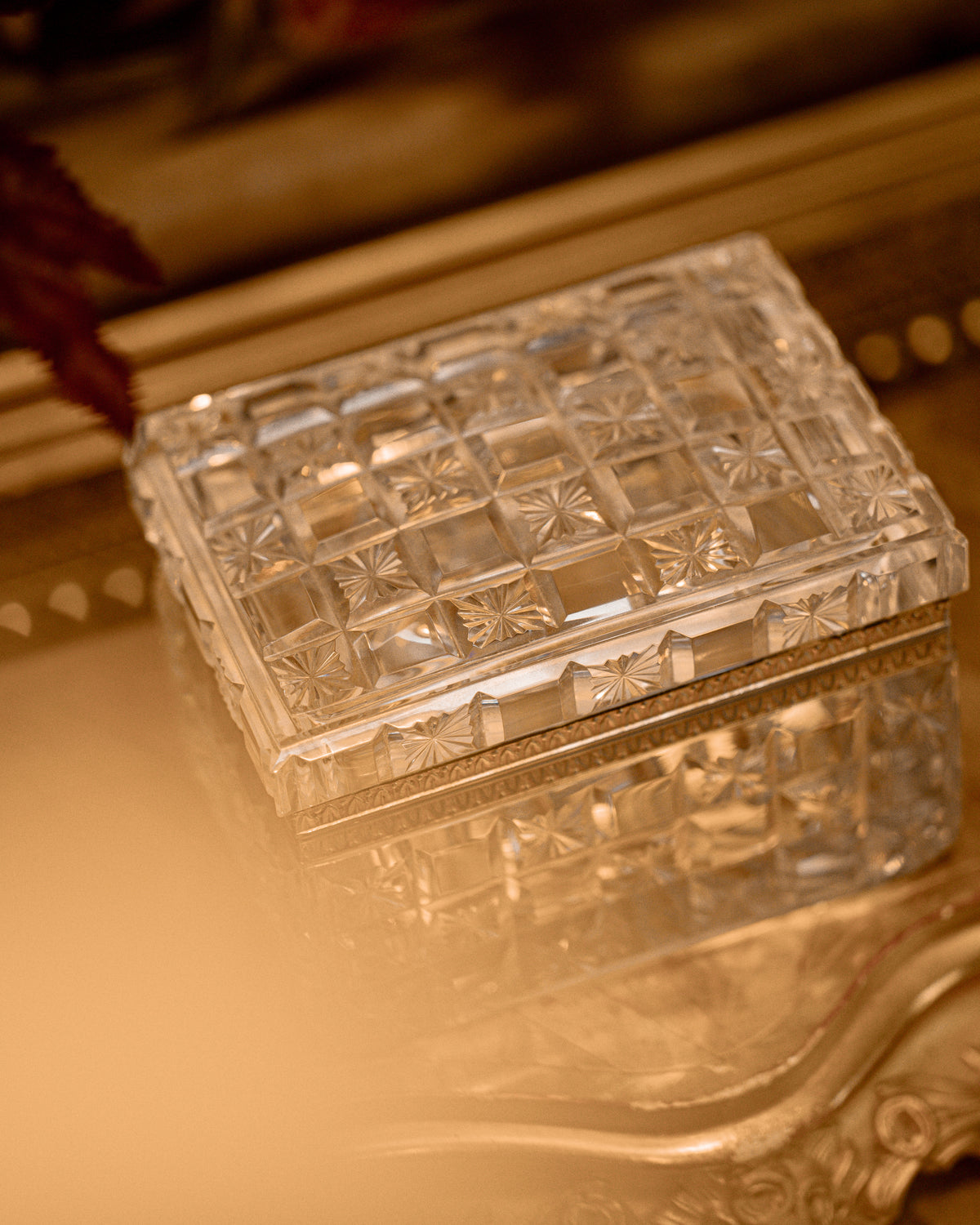 French Baccarat Stamped Cut Crystal Casket