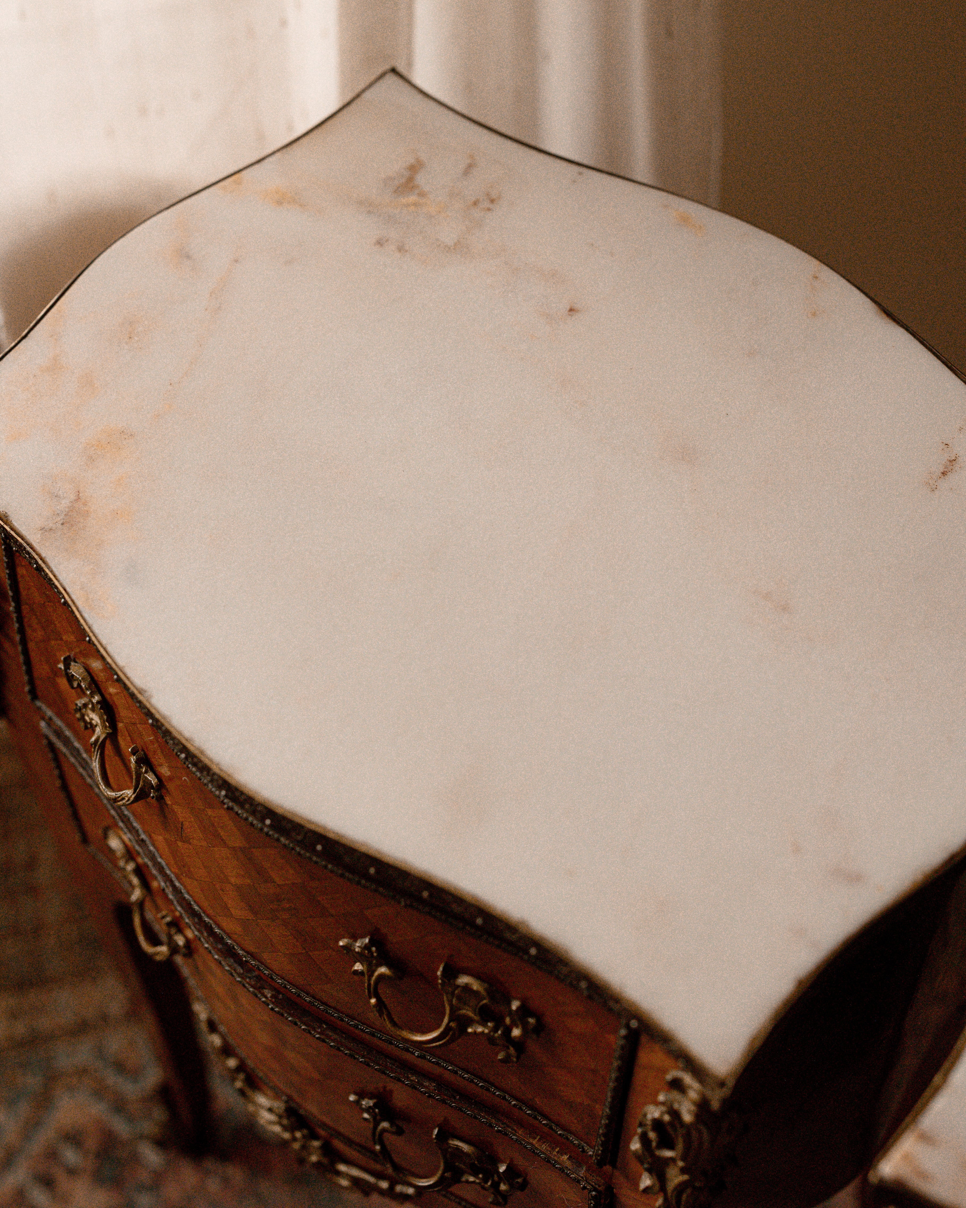 Pair of Antique French Louis XV Revival Marquetry Bedside Tables
