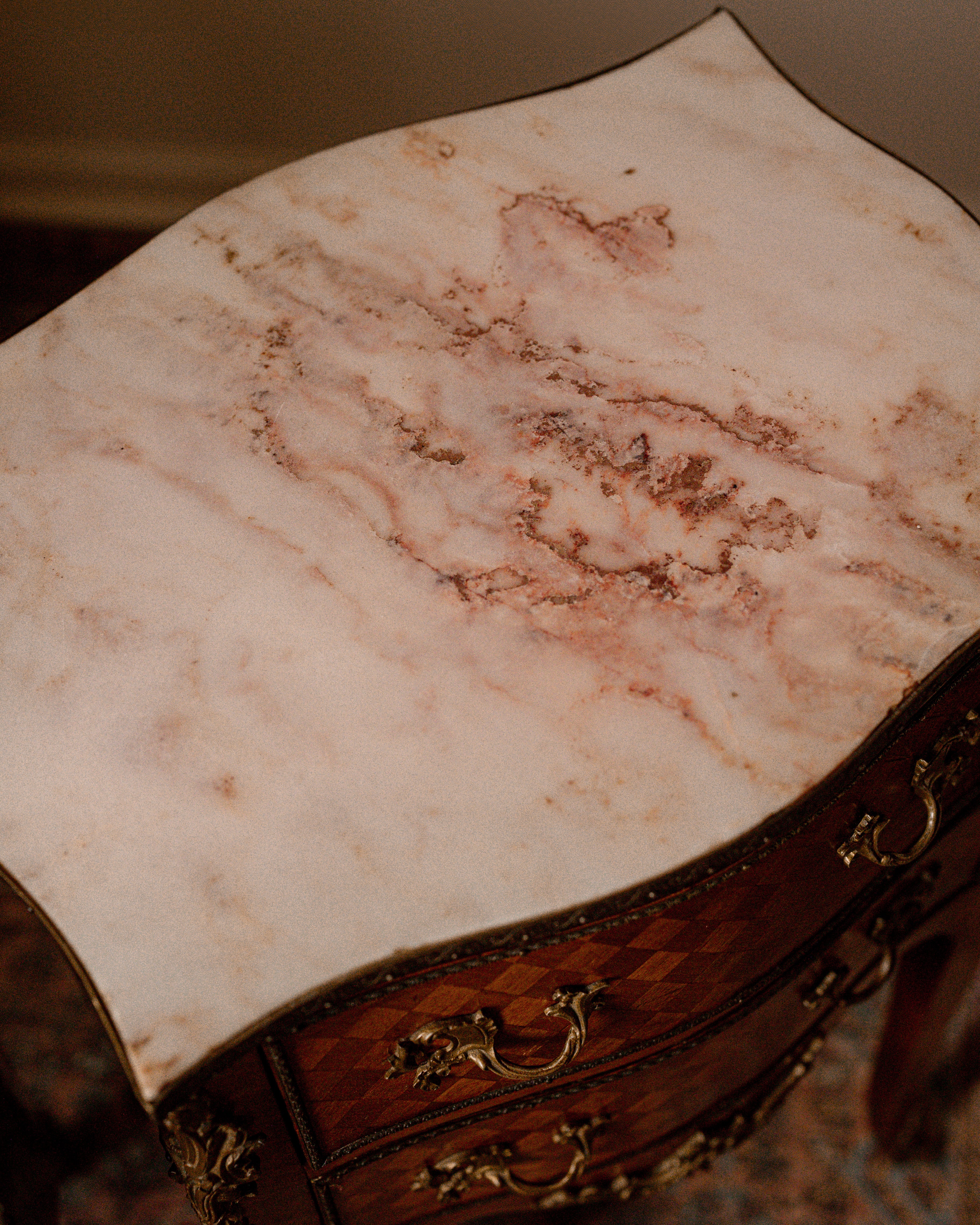 Pair of Antique French Louis XV Revival Marquetry Bedside Tables