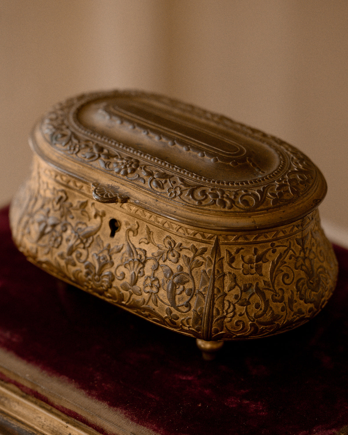 19th C. French F. Barbedienne Gilt Bronze Jewelry Casket