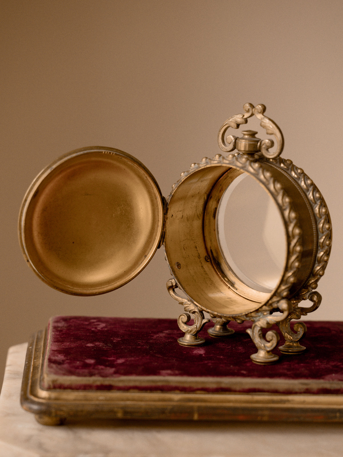 Antique French Brass Clock Case Vitrine
