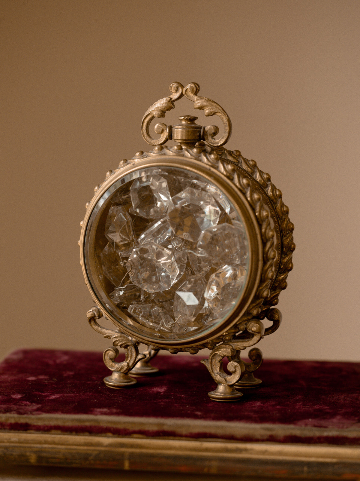 Antique French Brass Clock Case Vitrine