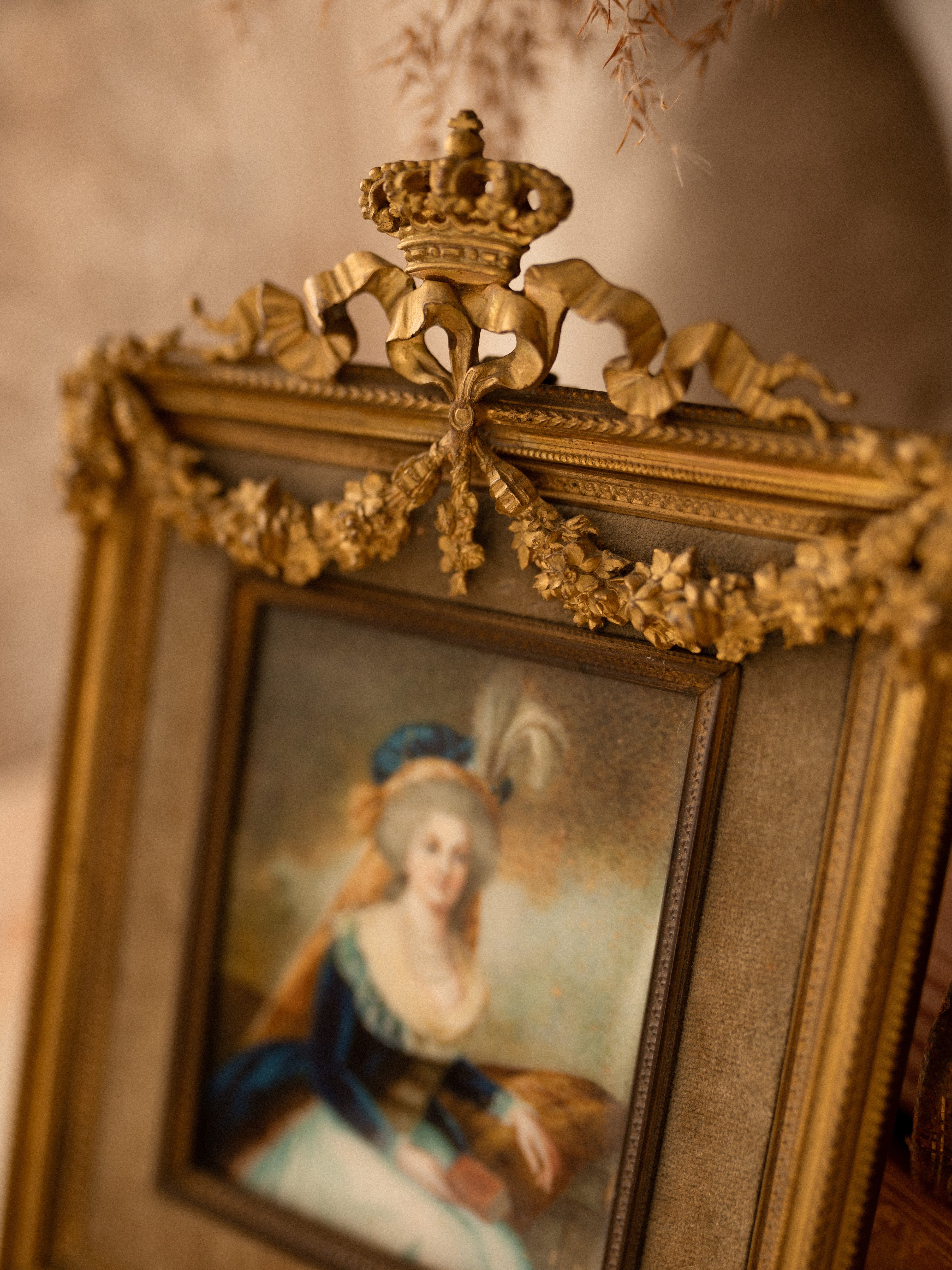 European 19th Century Hand Painted Portrait of Marie Antoinette