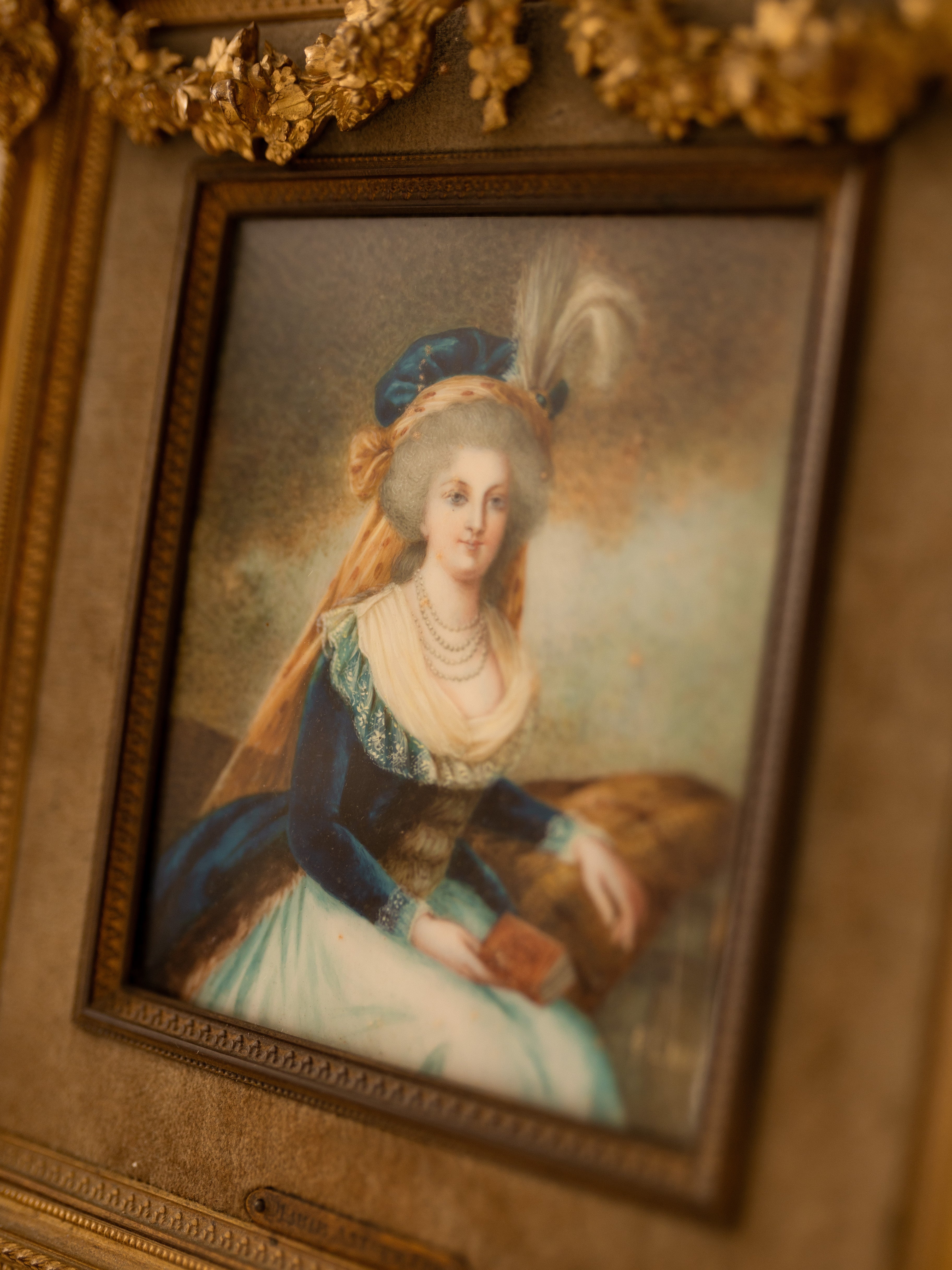 European 19th Century Hand Painted Portrait of Marie Antoinette