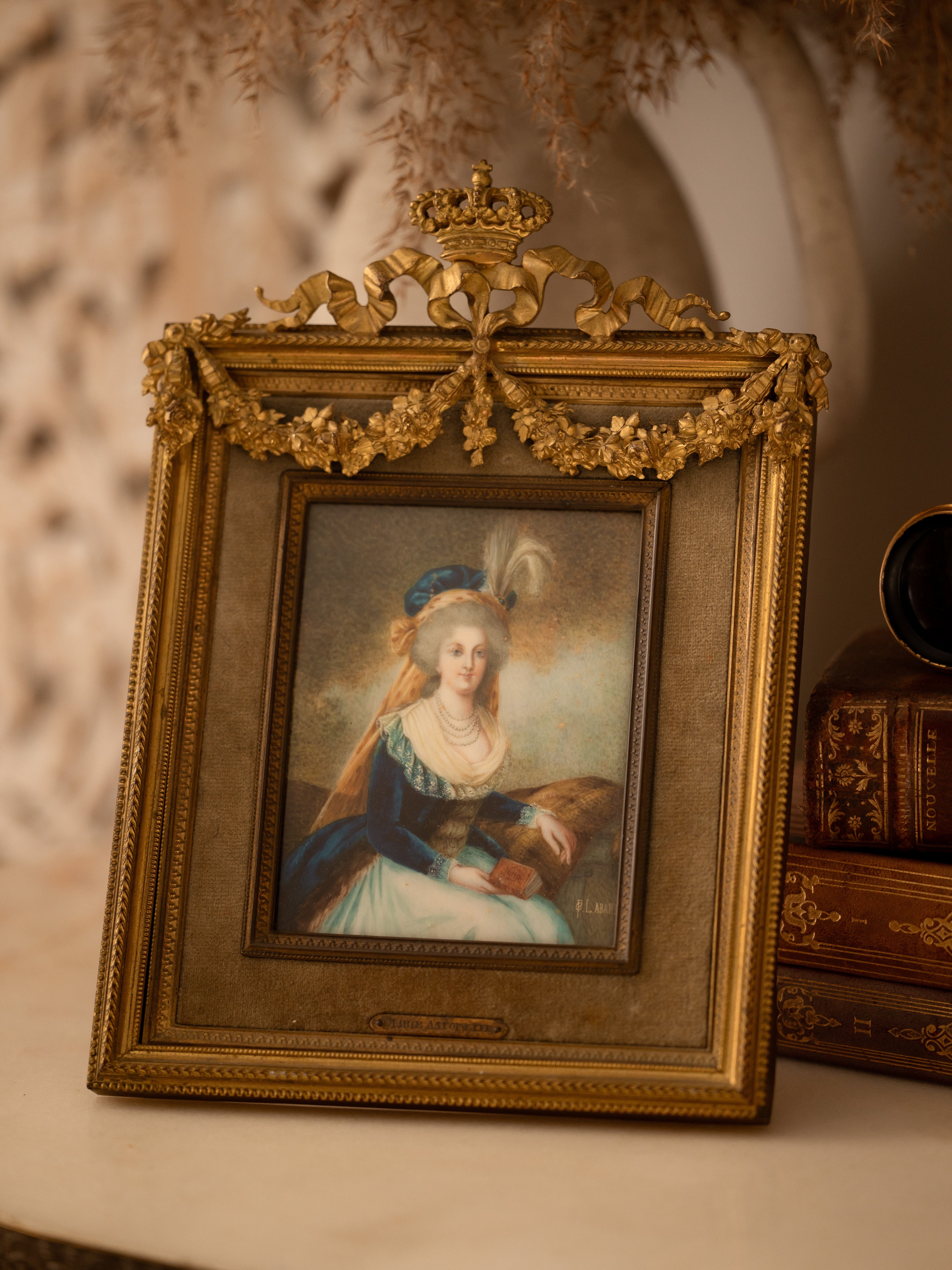 European 19th Century Hand Painted Portrait of Marie Antoinette