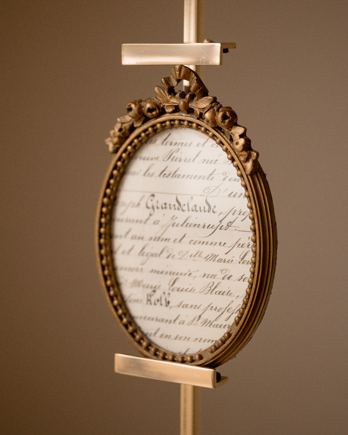 Antique French Giltwood Frame with Handwritten 19th C. Document