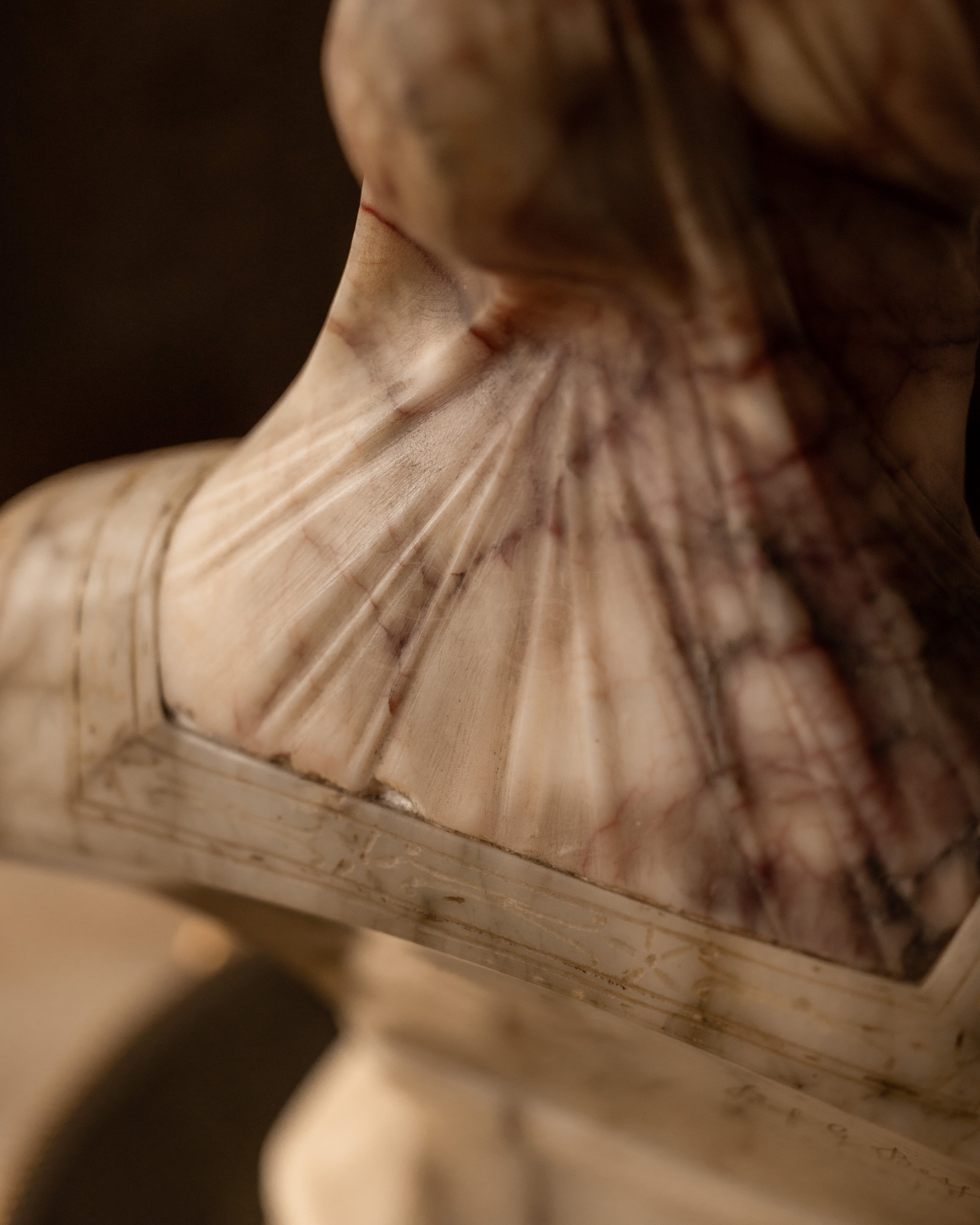 European Antique Alabaster Bust of Beatrice