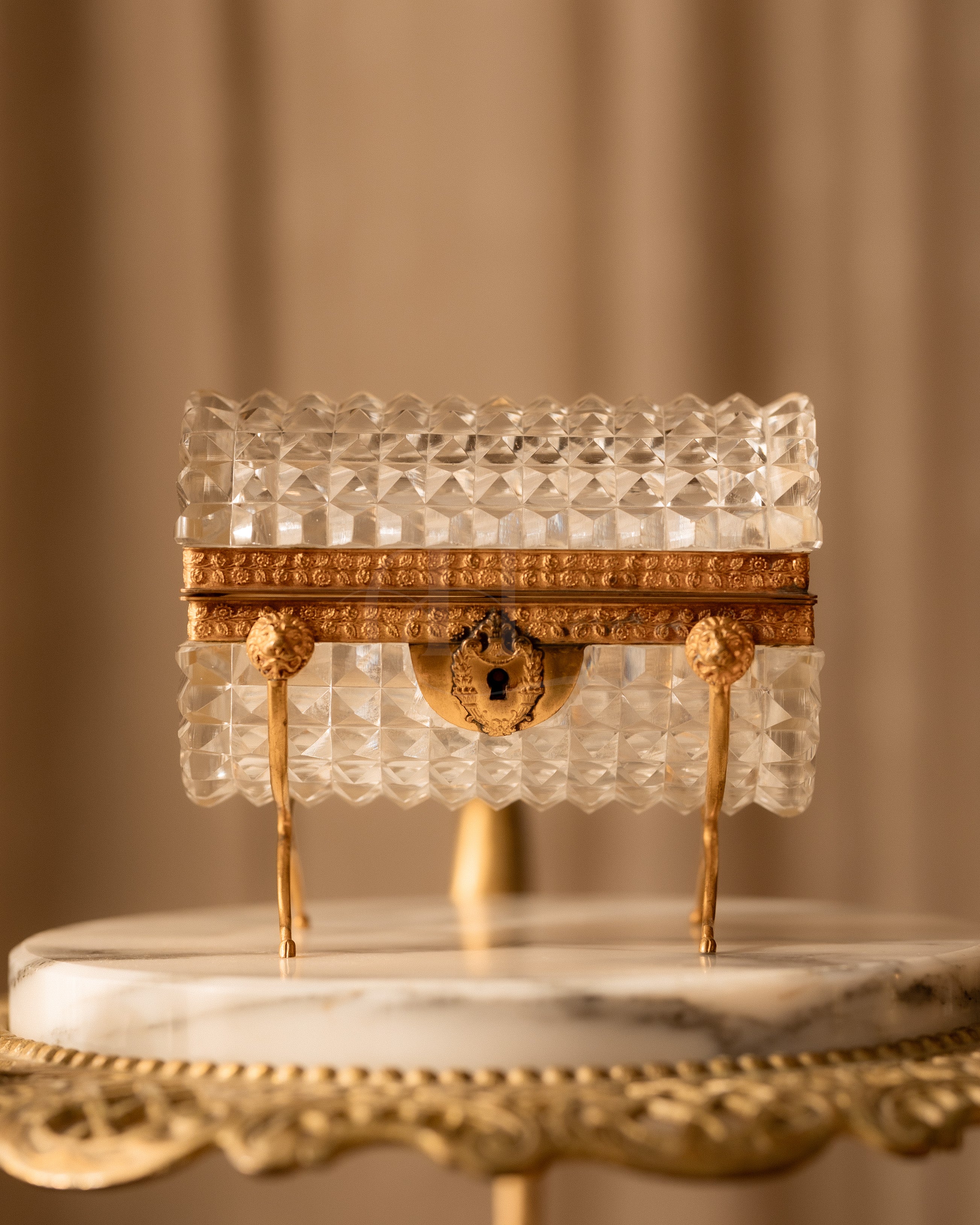 Early to Mid 19th Century Cylinder French Crystal Casket