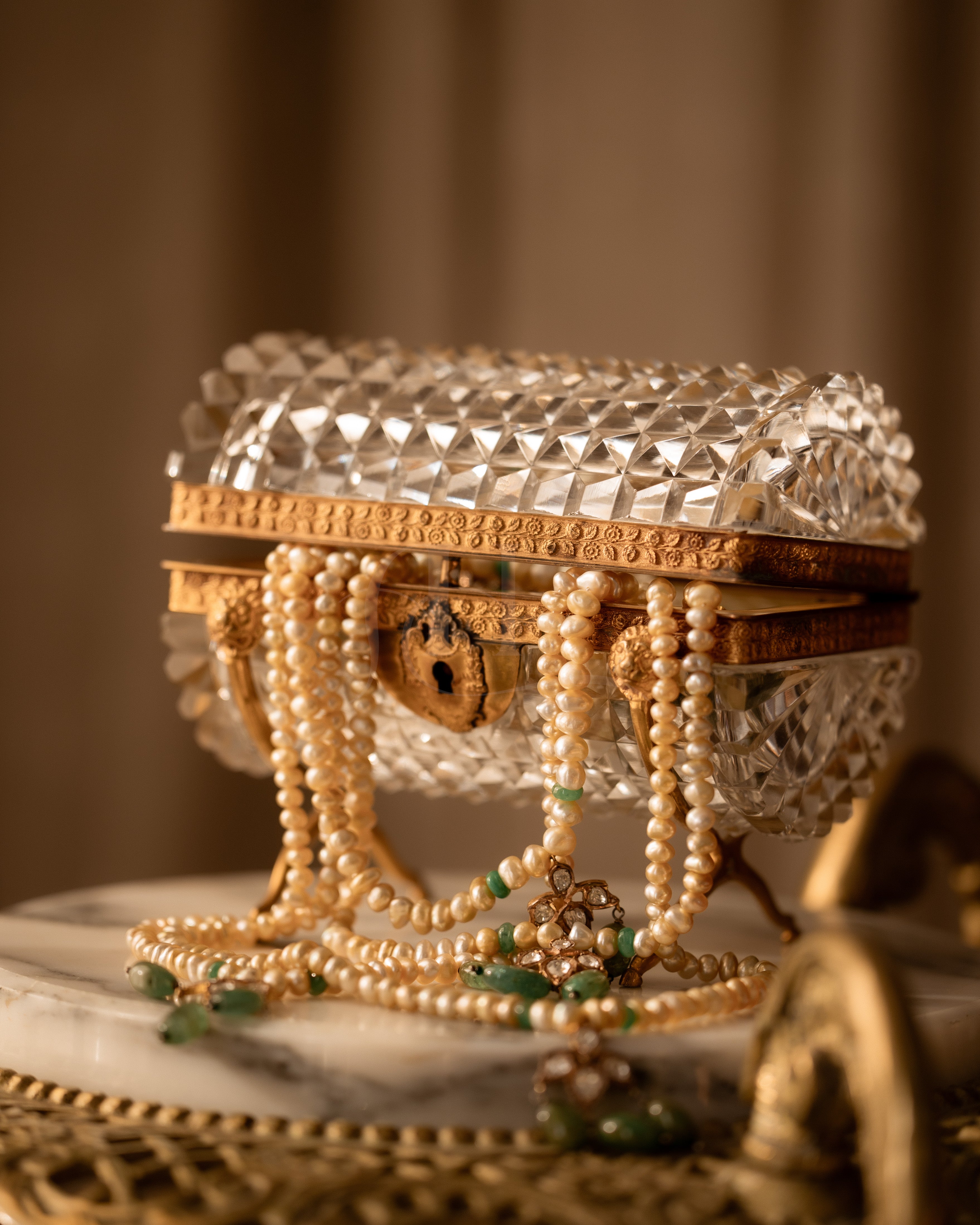 Early to Mid 19th Century Cylinder French Crystal Casket