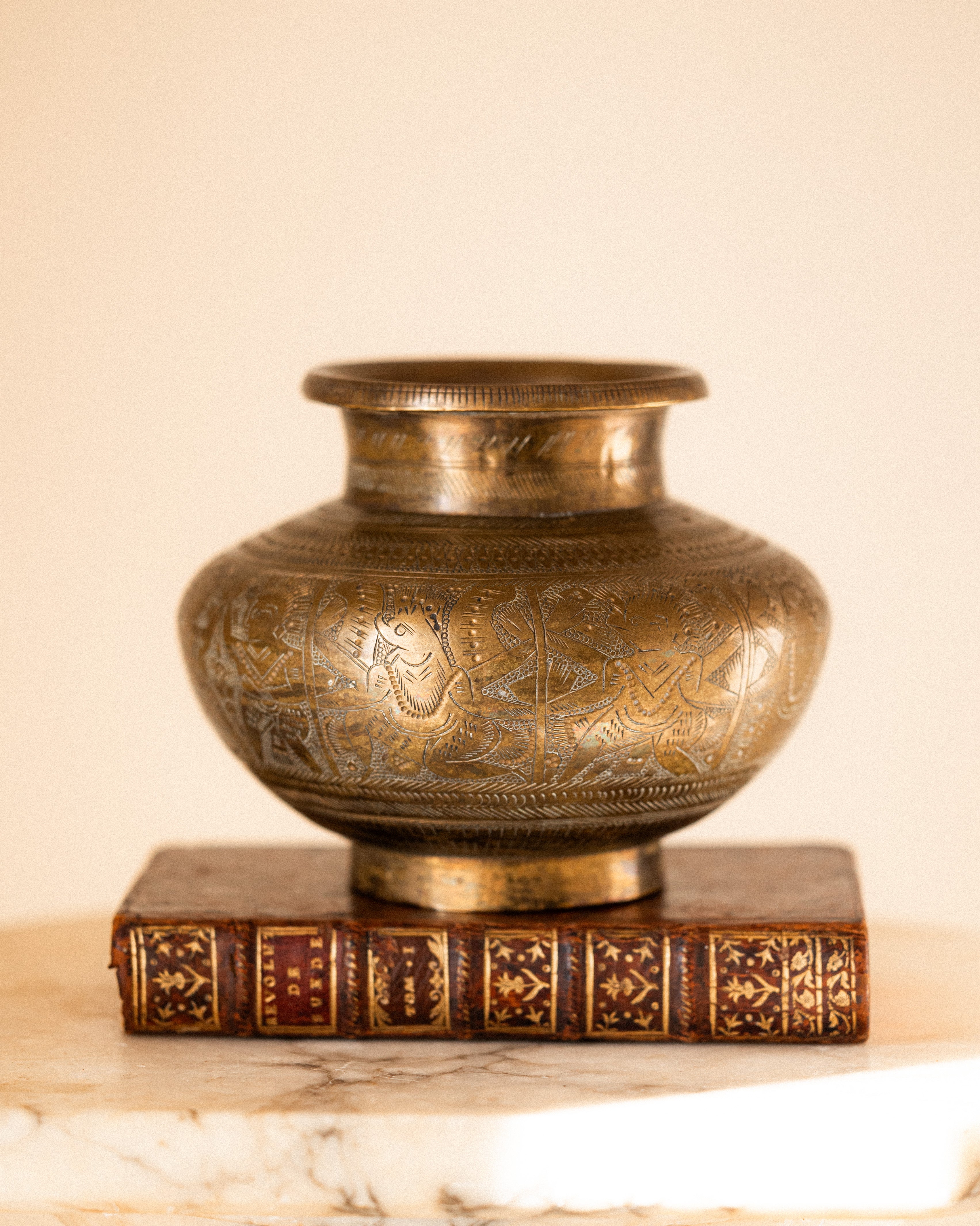 Antique Engraved Brass Vessel