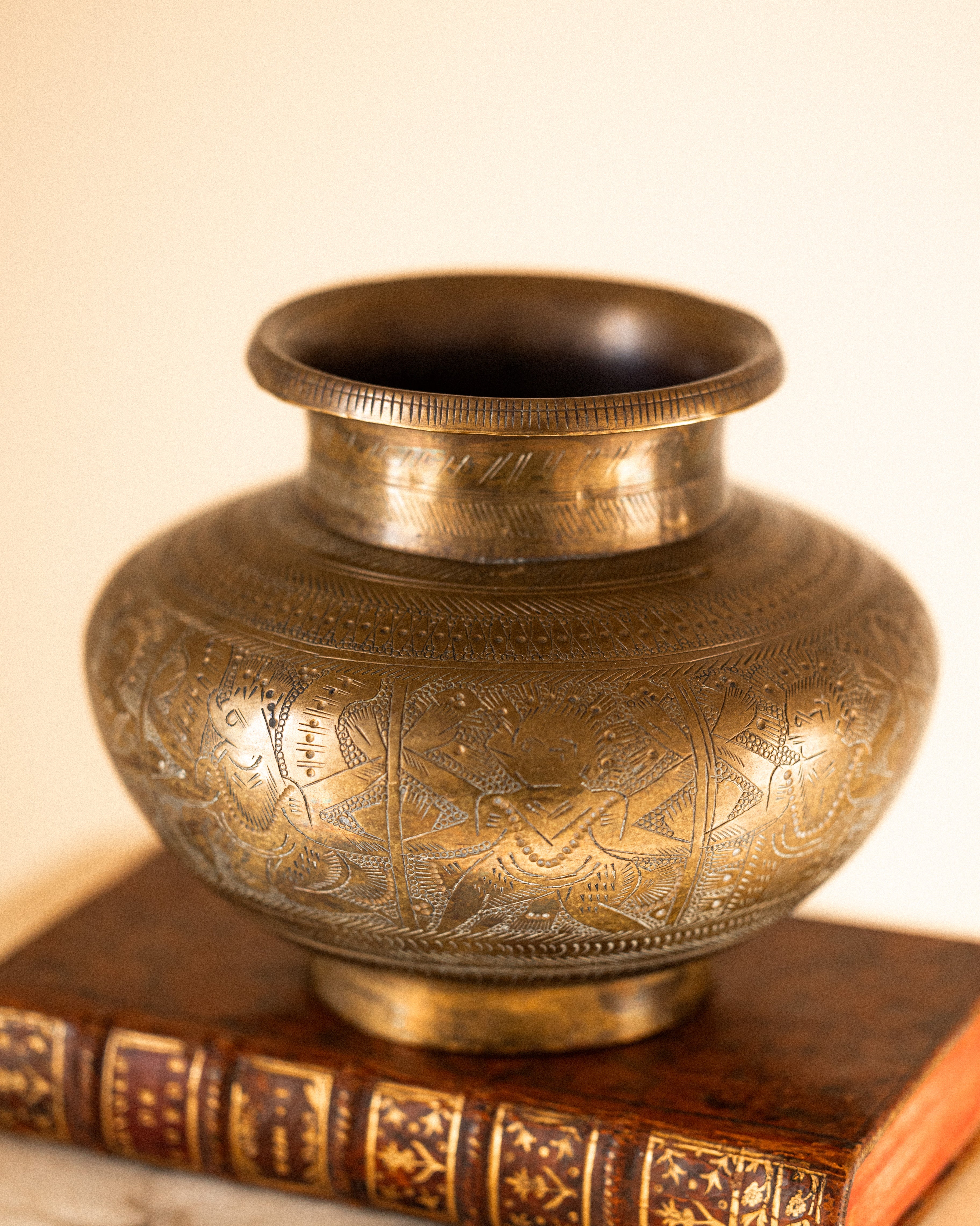 Antique Engraved Brass Vessel