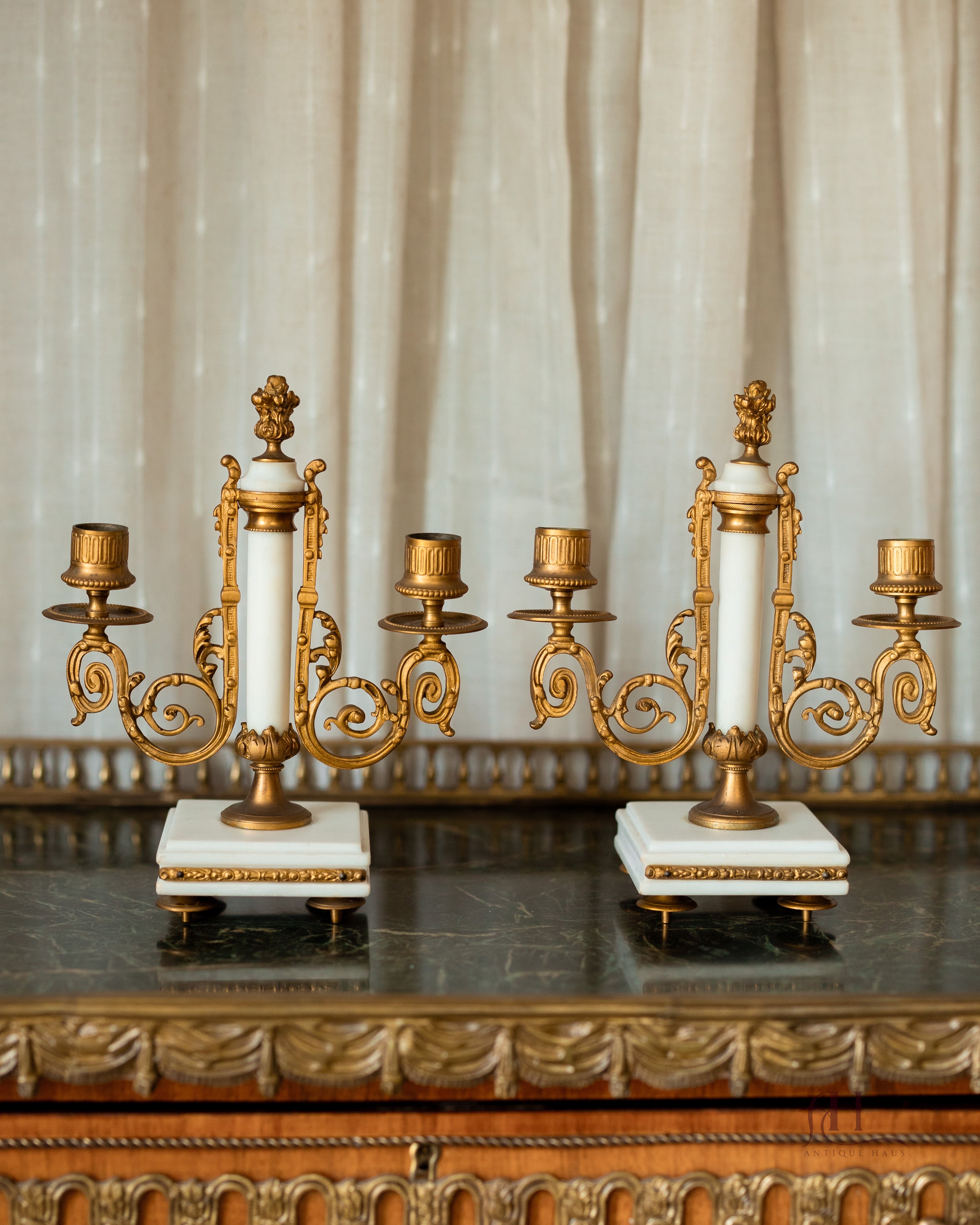 Louis XVI Marble & Bronze Candelabras