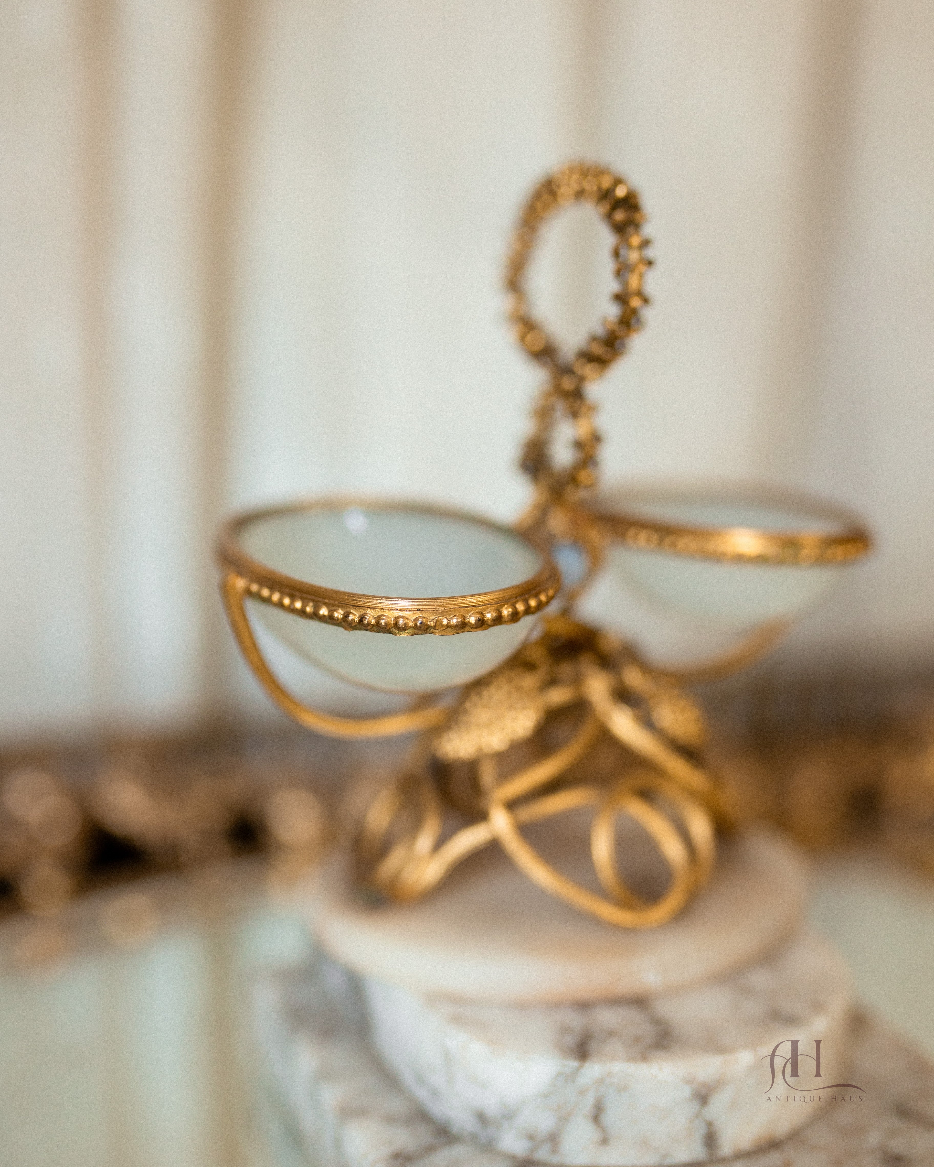 French White Opaline Double Dish