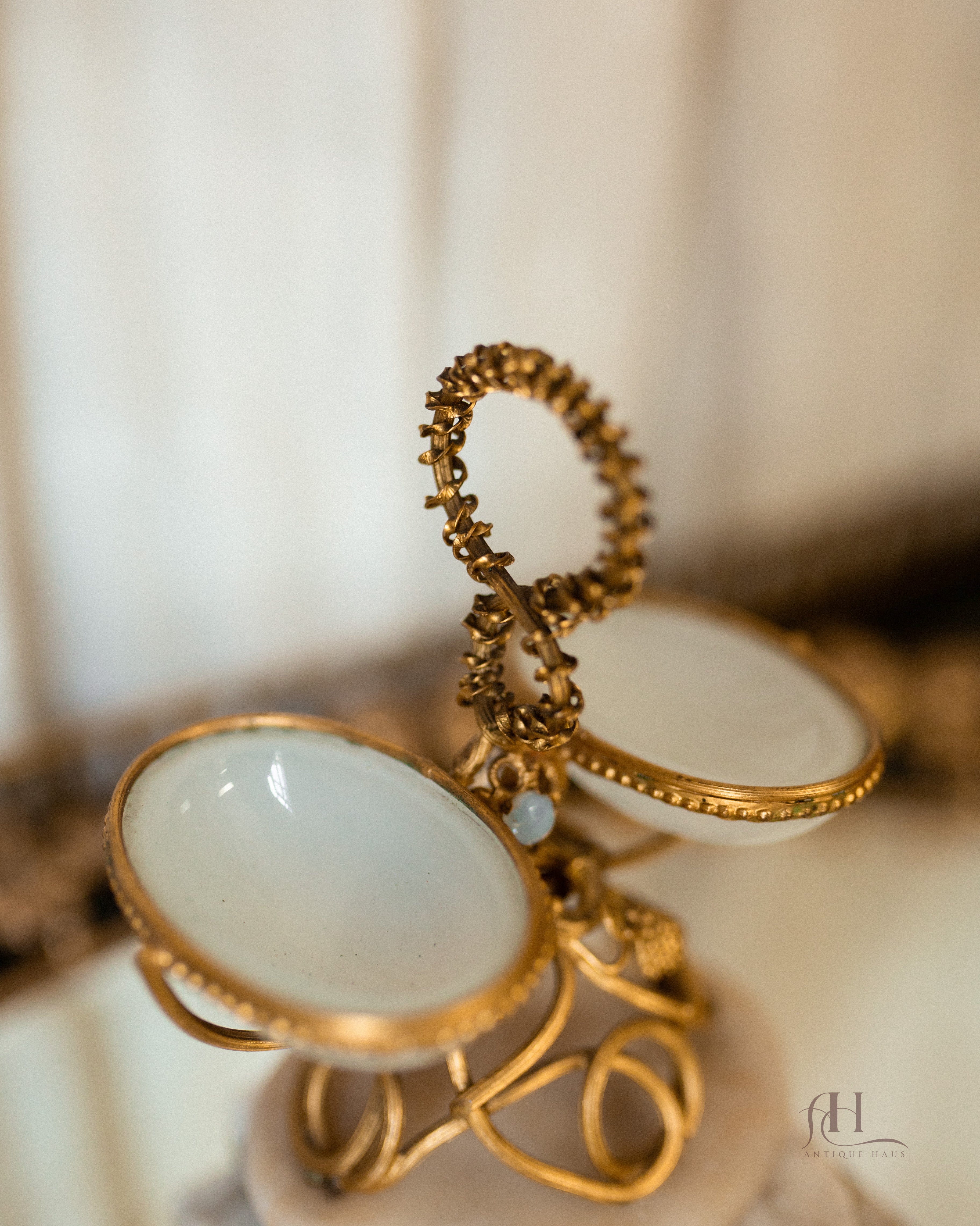 French White Opaline Double Dish
