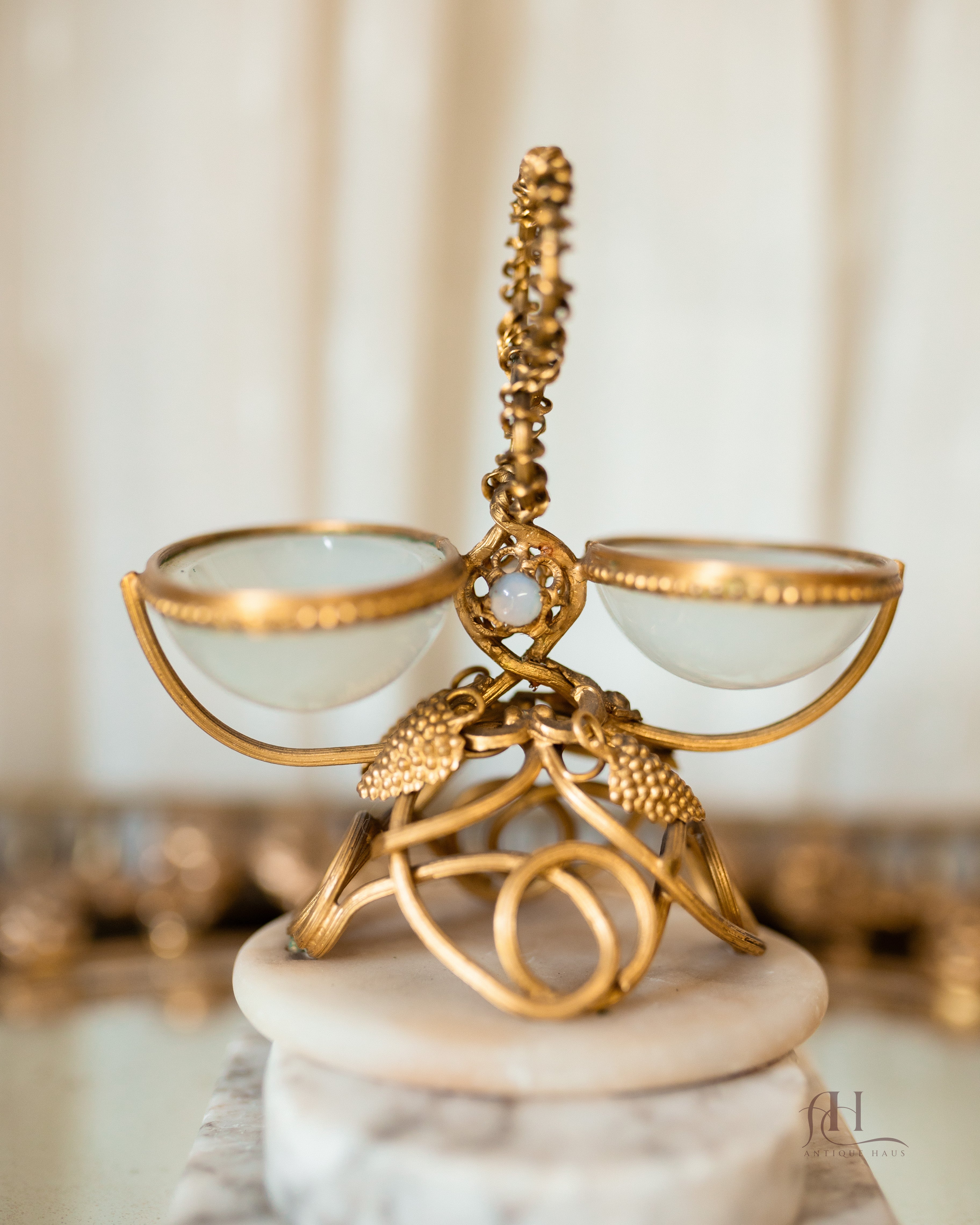 French White Opaline Double Dish