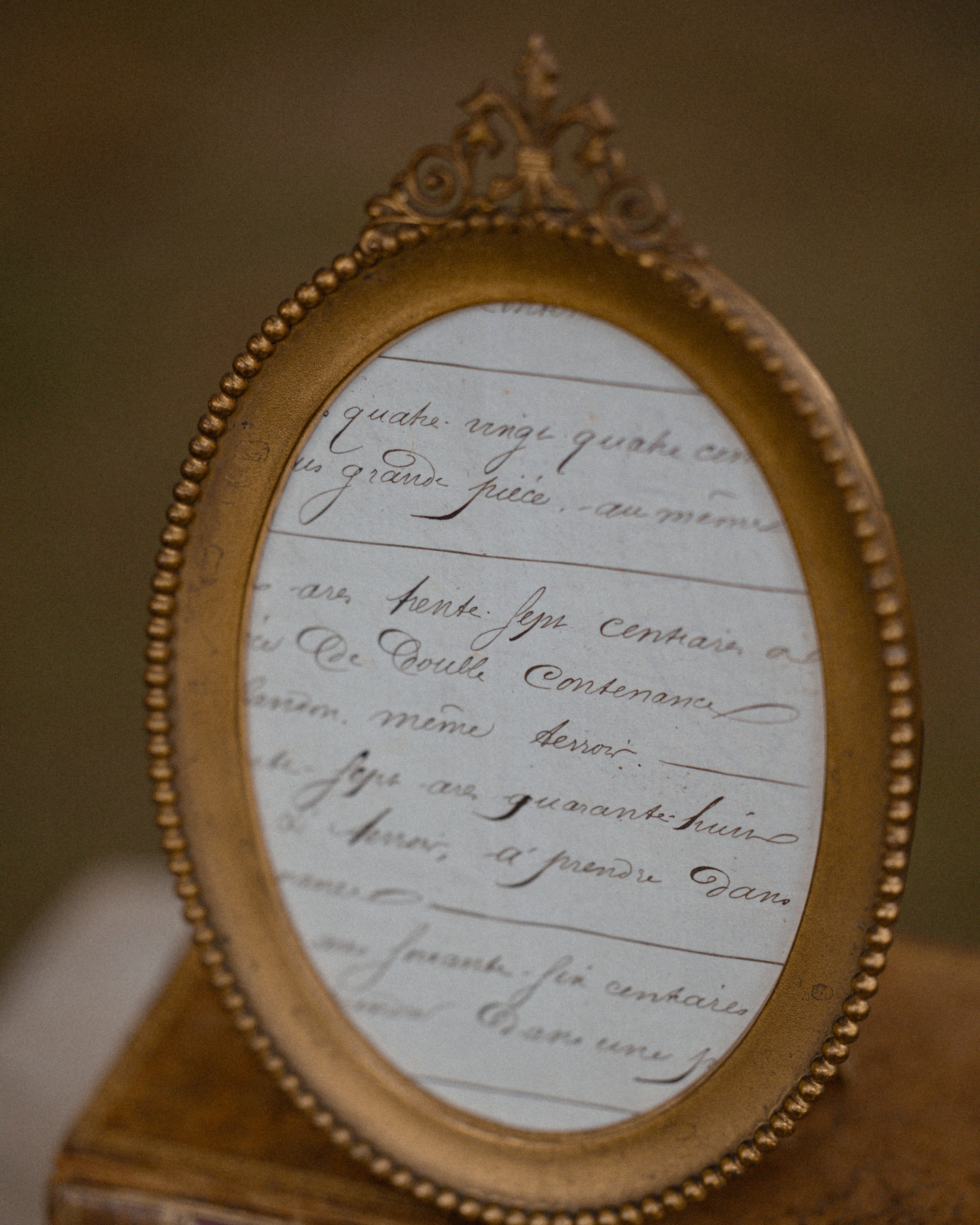 Antique French Beaded Frame w/ Scroll Motif