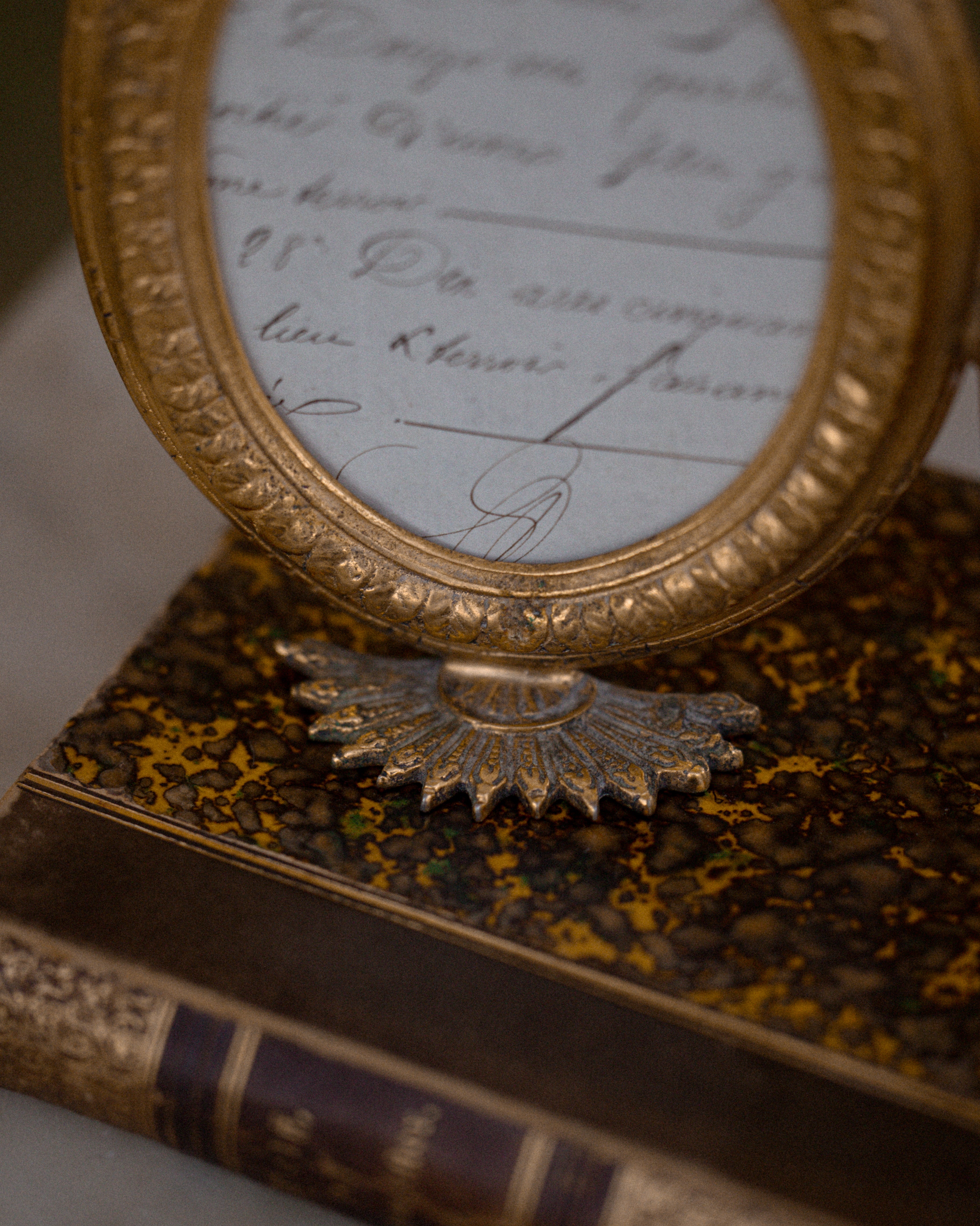 Rare Antique French Brass Double Footed Frame