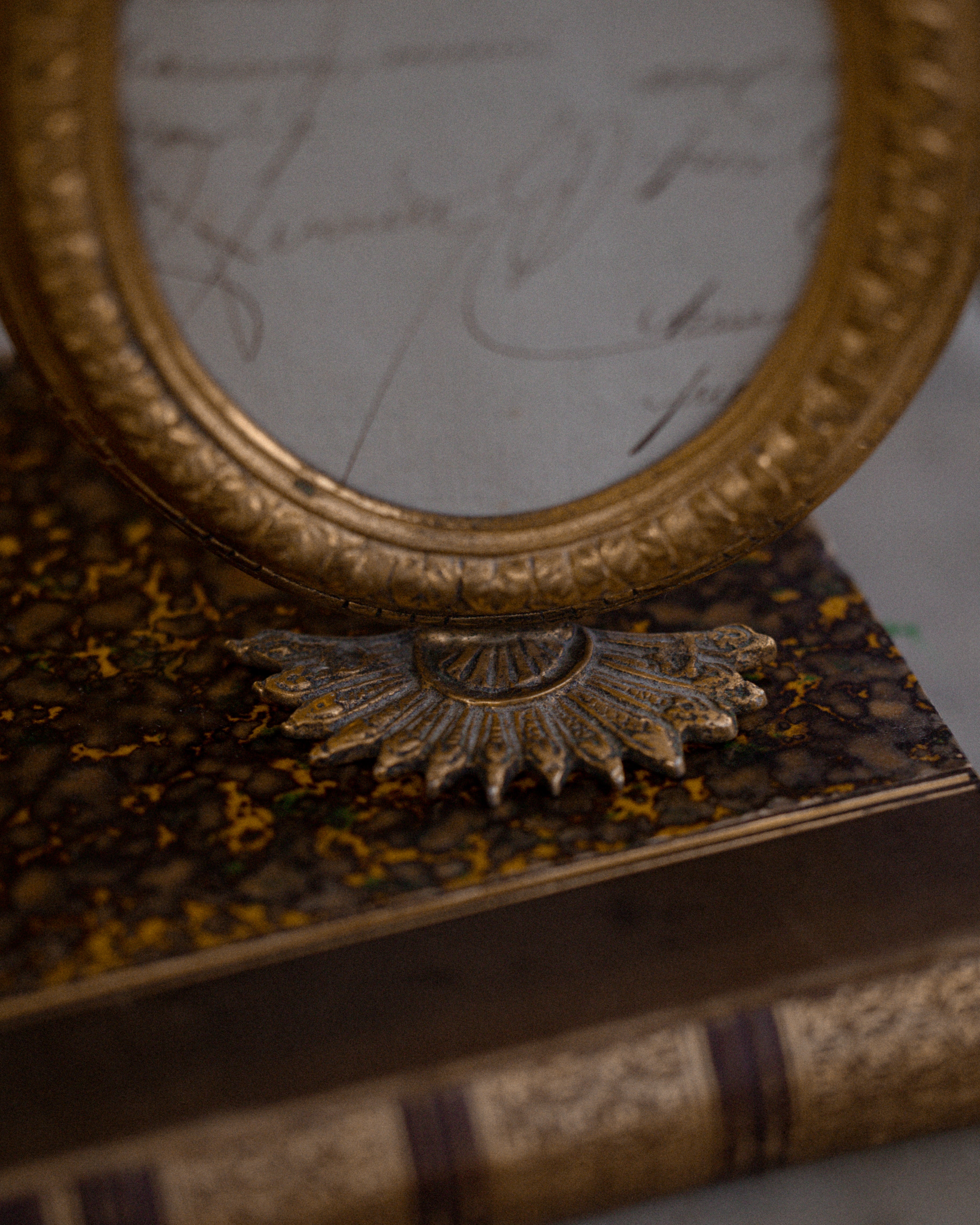 Rare Antique French Brass Double Footed Frame