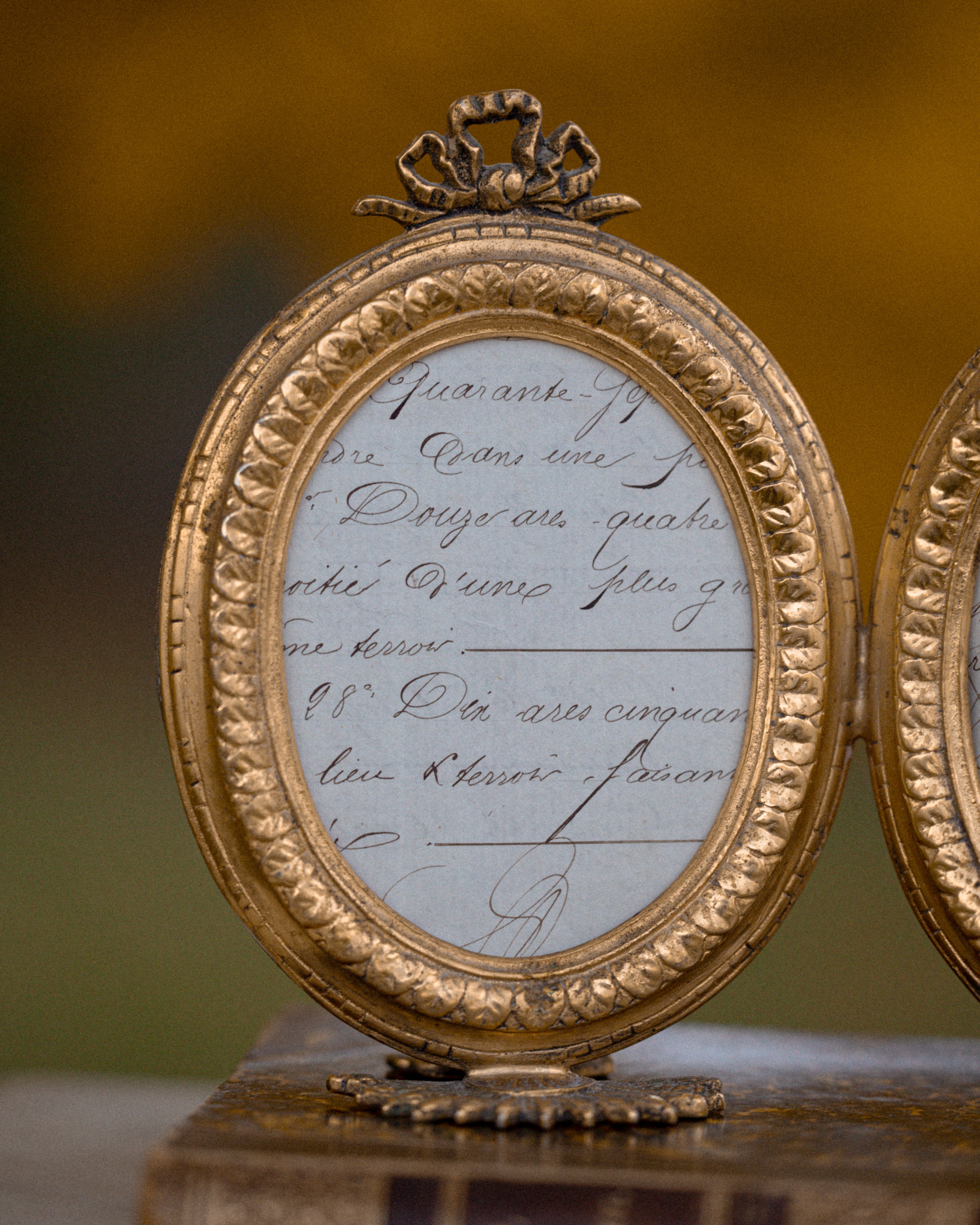 Rare Antique French Brass Double Footed Frame