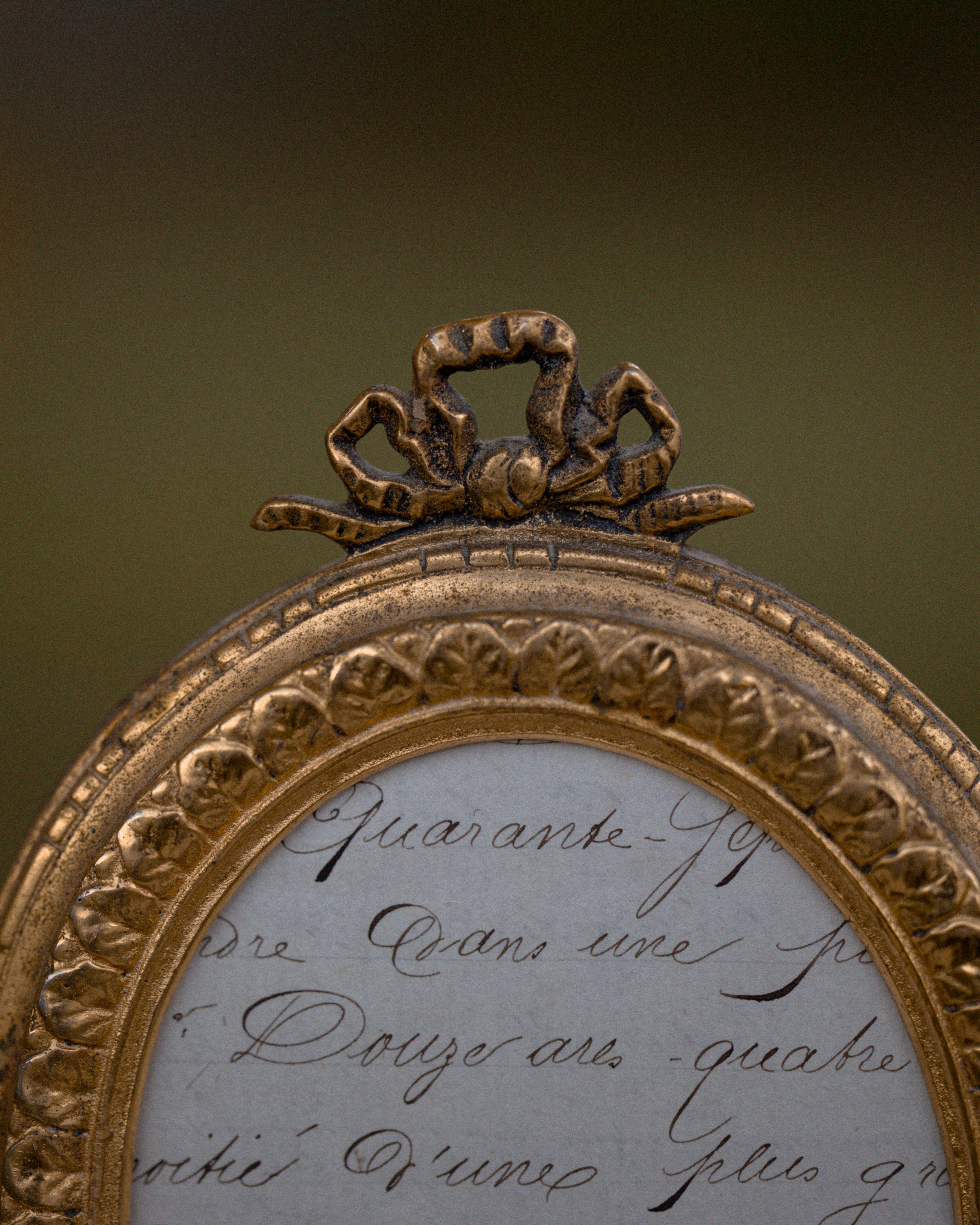 Rare Antique French Brass Double Footed Frame