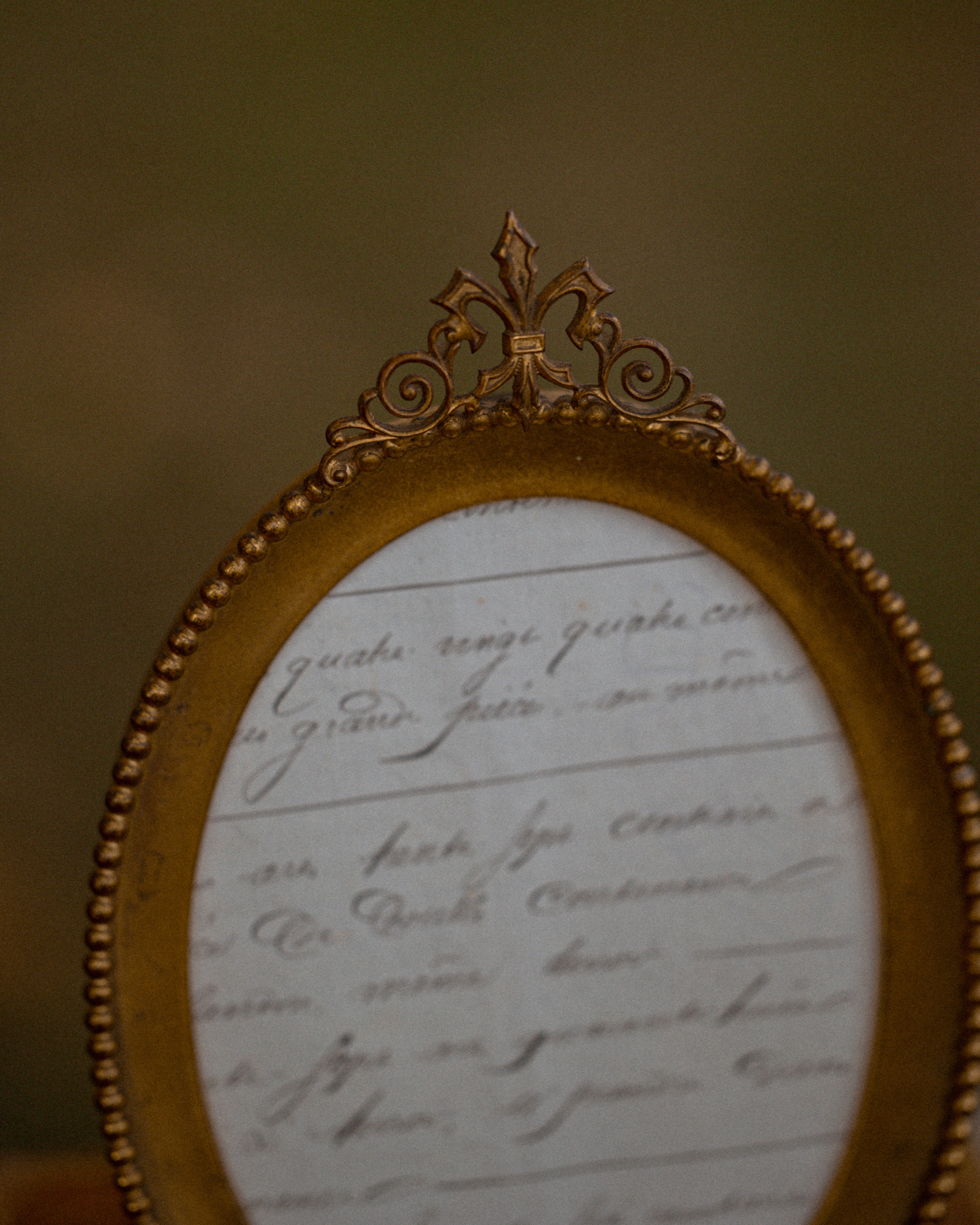 Antique French Beaded Frame w/ Scroll Motif